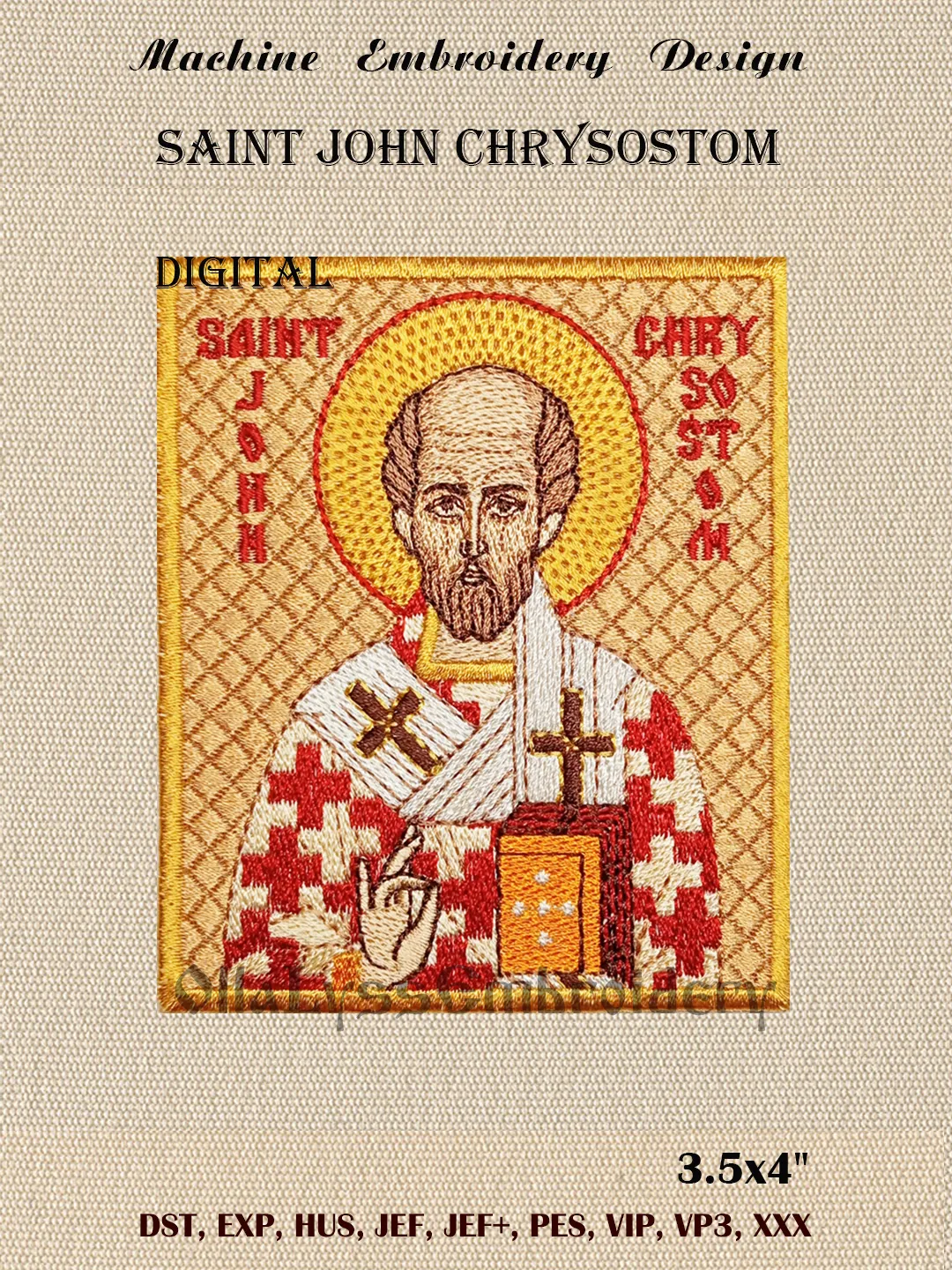 Saint John Chrysostom embroidery design