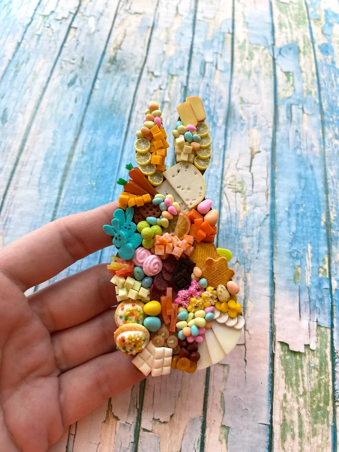 Magnet Miniature Easter Charcuterie Board with Polymer Clay Souvenir