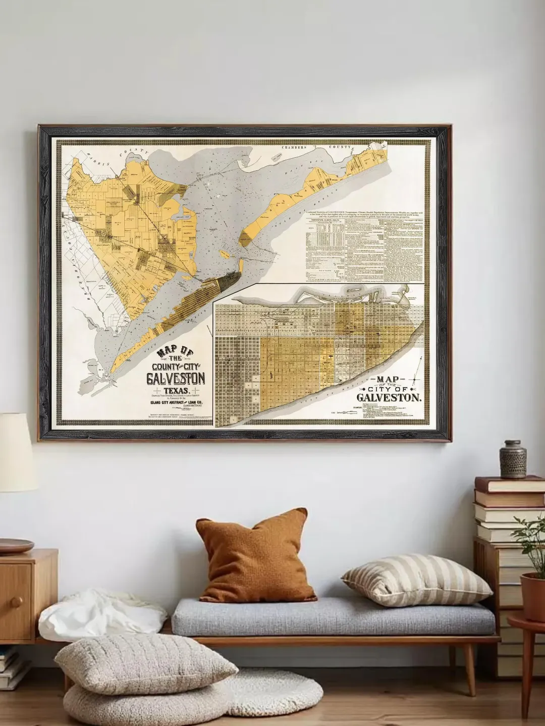 Old Map of Galveston Texas 1904  | Wall Map Print