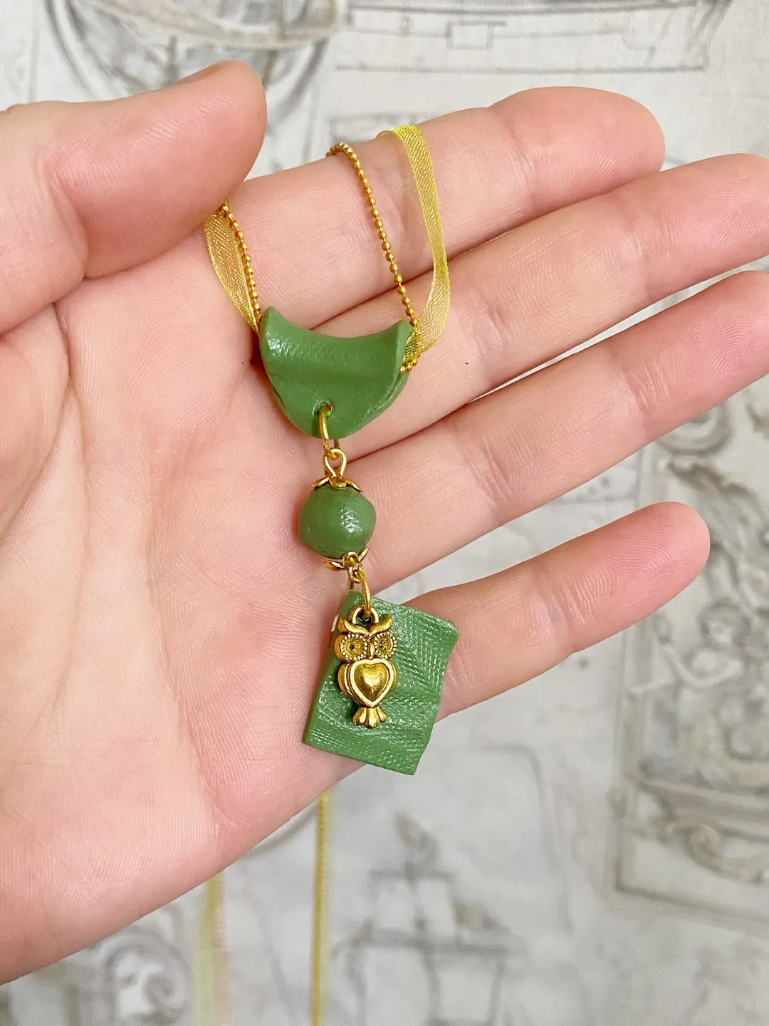 Handmade pendant on a chain. Handmade jewelry.