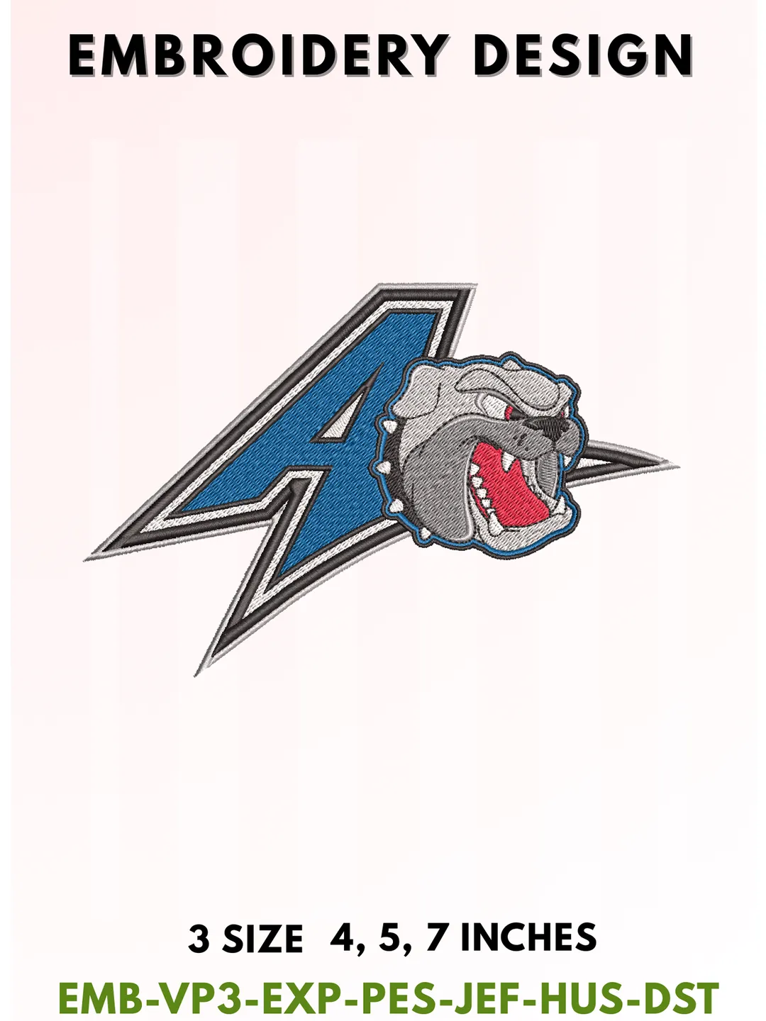 Bulldog Football Embroidery Design, College Sports Embroidery Files, Sports Machine Embroidery Files, 3 Sizes, Instant Download