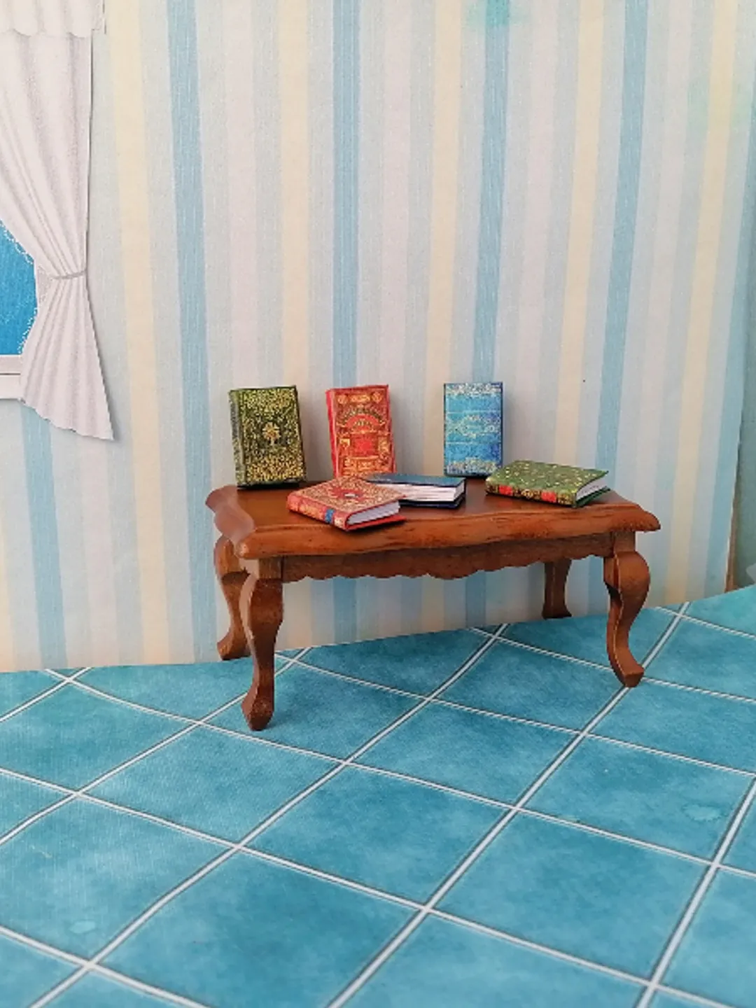 Dollhouse book set in 1:12 scale. Handmade.