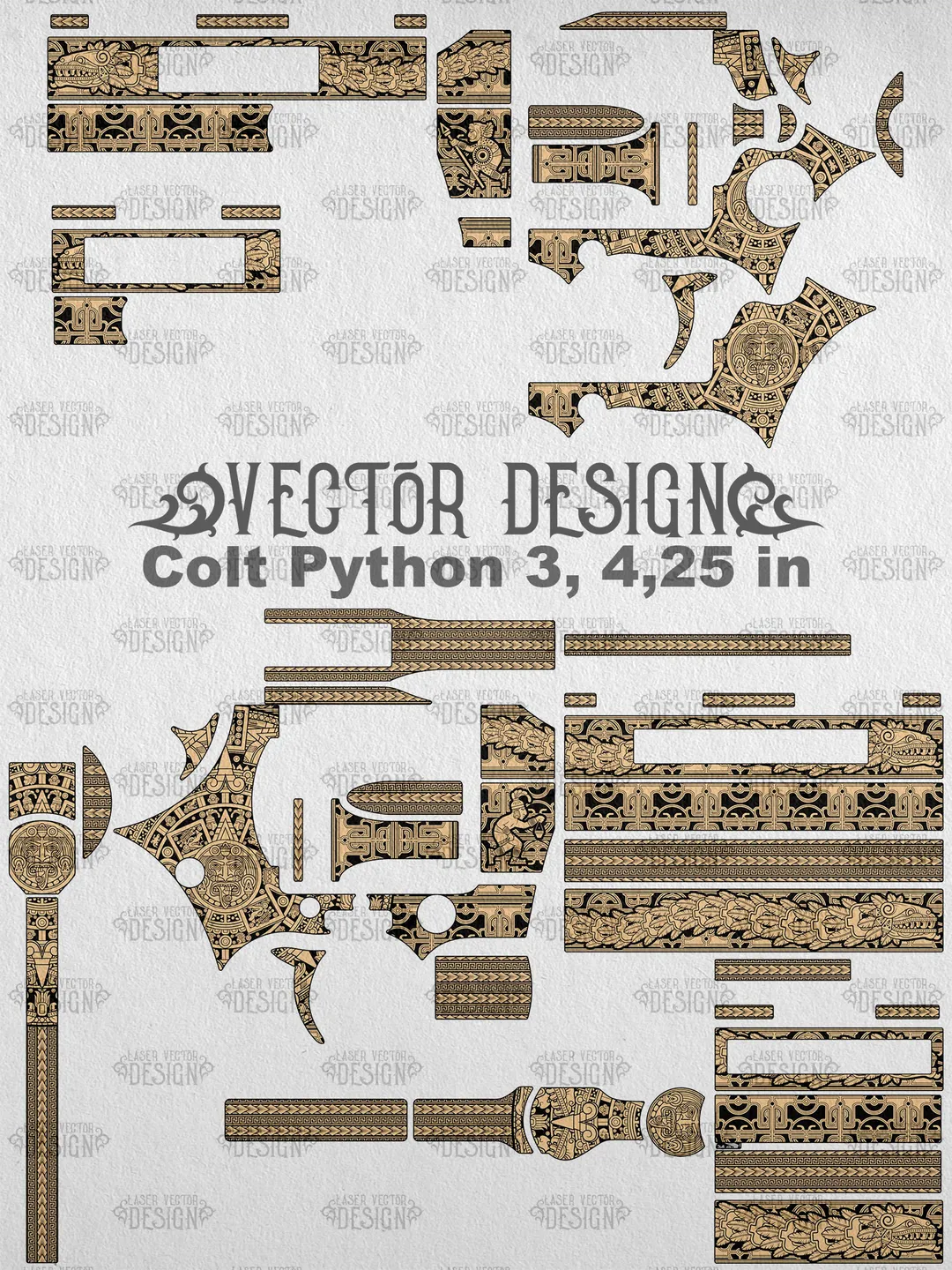 VECTOR DESIGN Colt King Cobra 3 in Aztec calendar