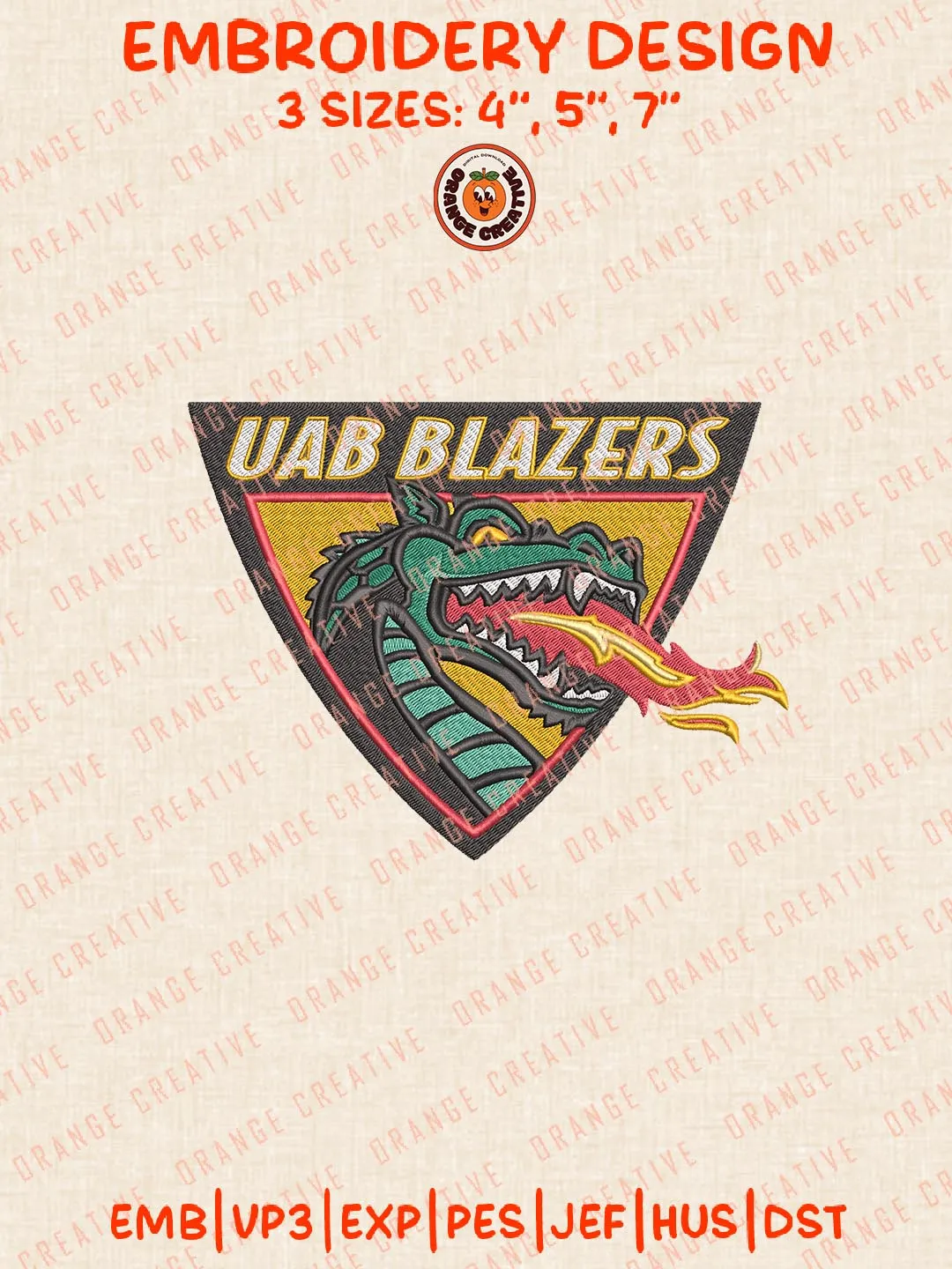 UAB Blazers Logos Embroidery Design Files, NCAA Logos Embroidery Designs, Machine Embroidery Files, 4 Sizes, Custom Sizes
