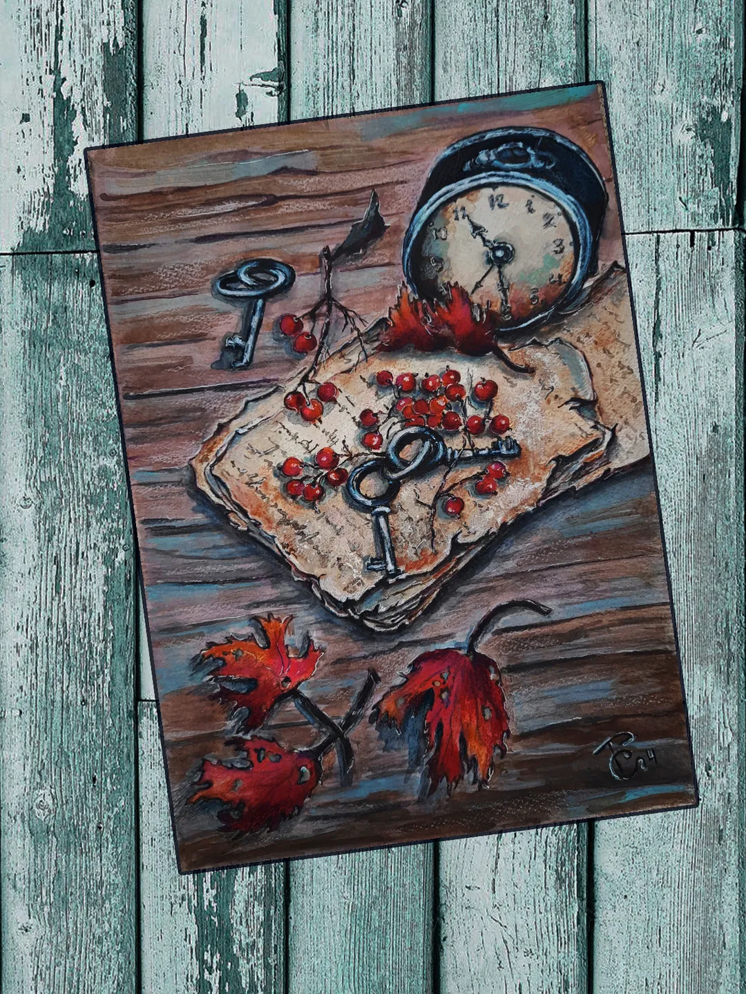 Watercolor still life Old letters 21x30 cm (8.3 х 11,7 inches)