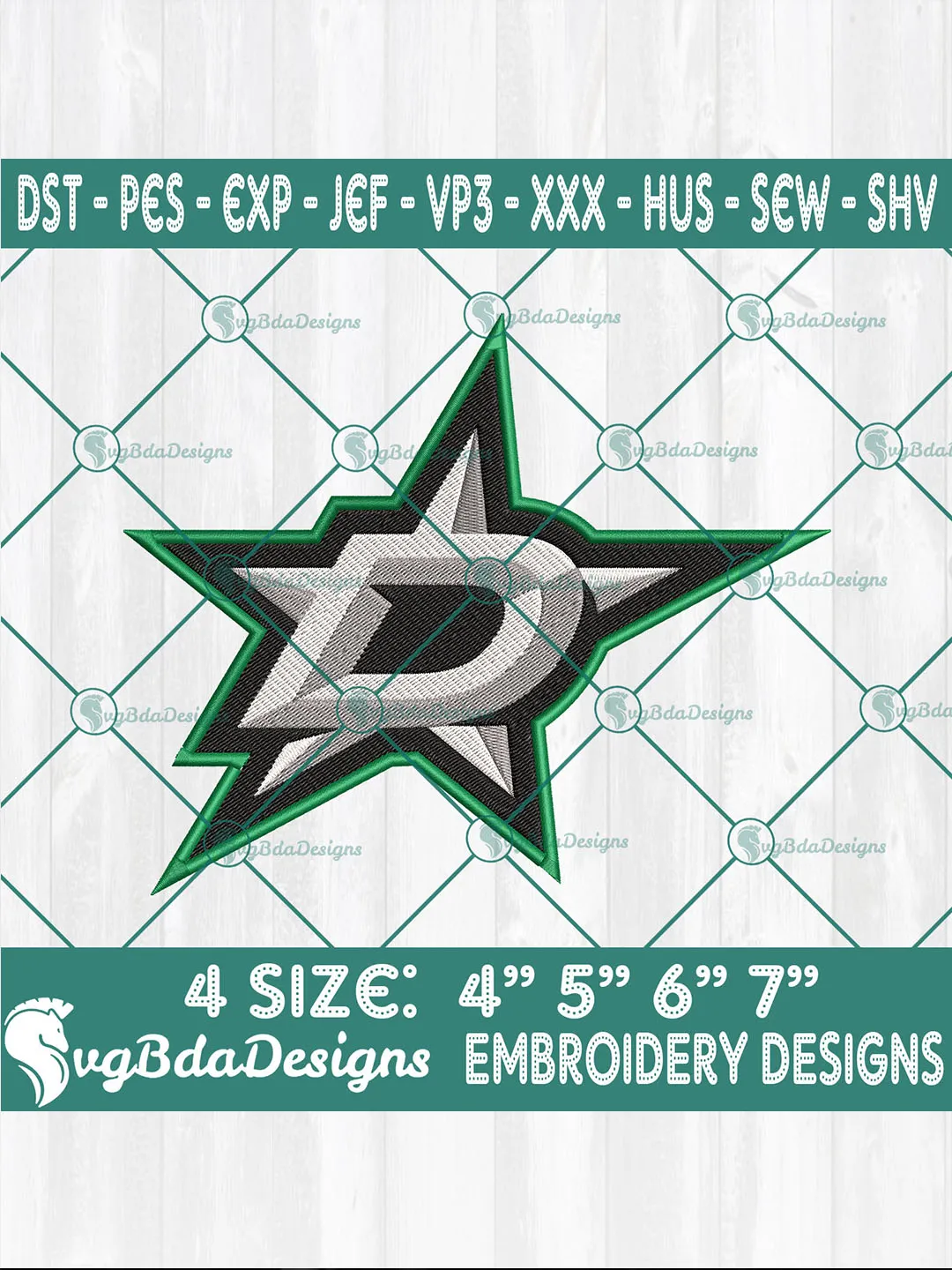 Dallas Stars Embroidery Designs | NHL Hockey Logo Digital Files