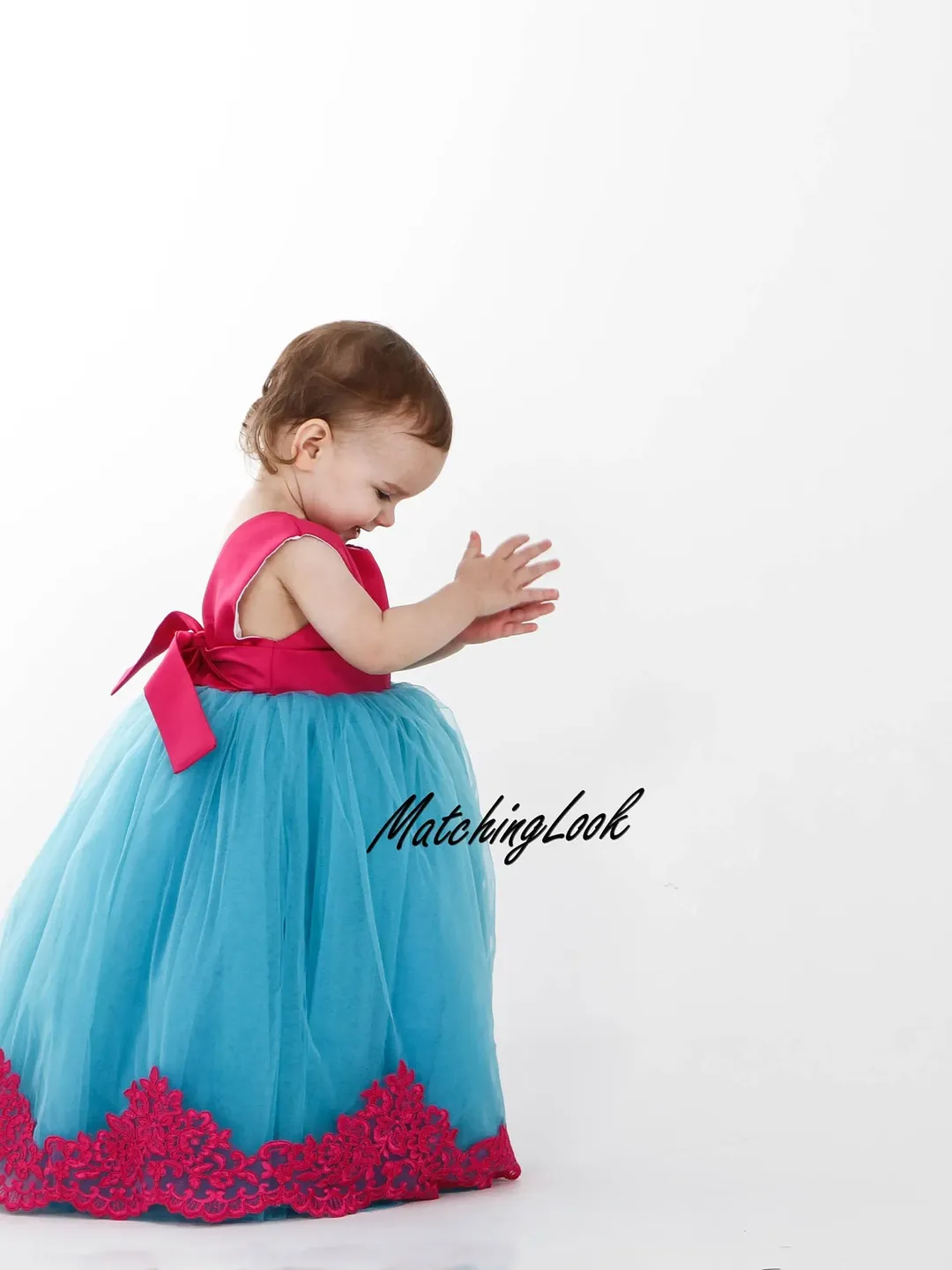 Girl Birthday Dress Outfit, Lace Flower Girl Dress, Tutu Dress for Baby Girl, Teal and Crimson Toddler Birthday Dress, Baby Girl Tutu Dress