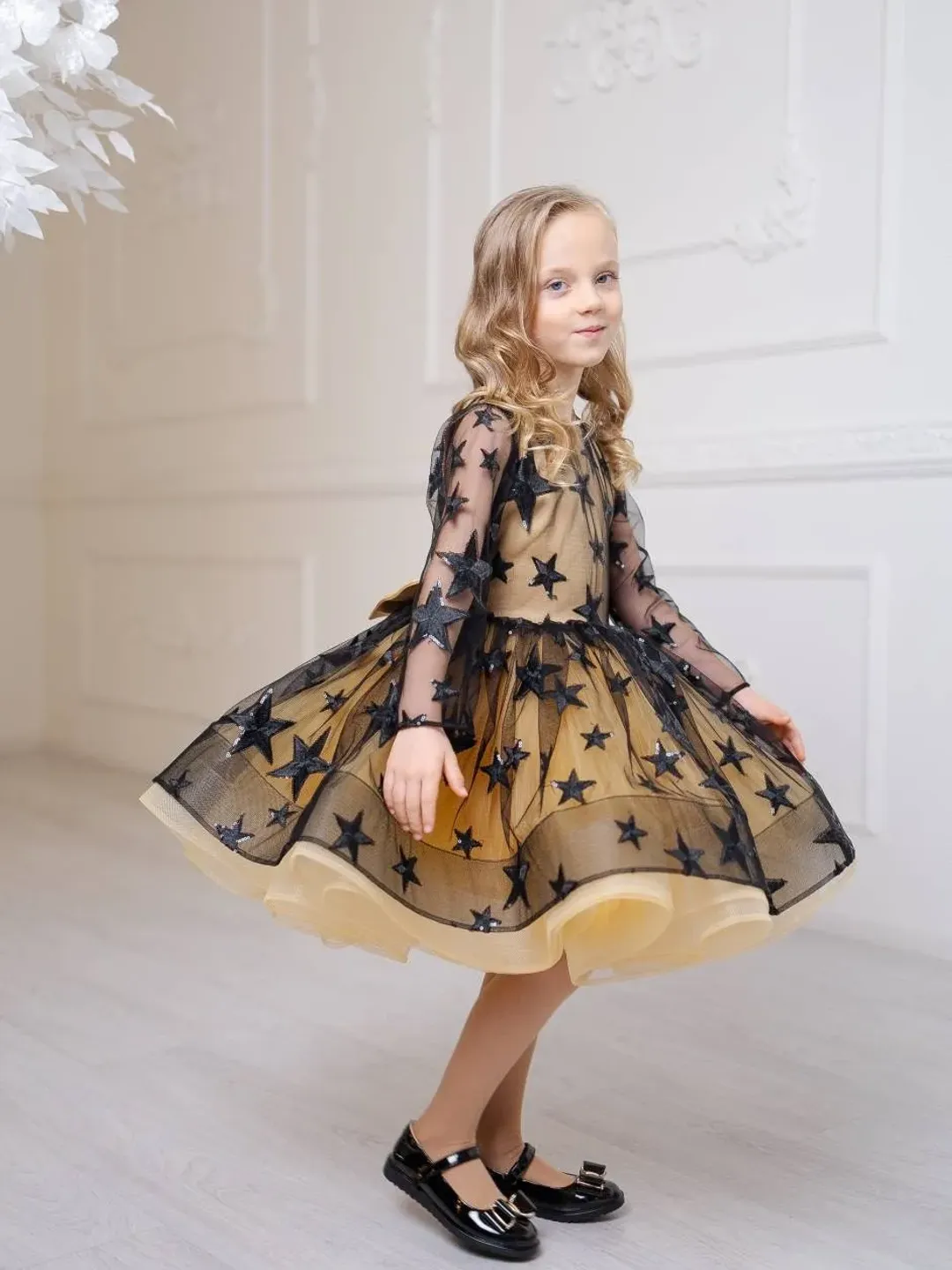 Black Star Tulle Dress, Sparkle Toddler Dress, New Year Dress Girl, Princess Dress, Party Tutu Dress, Little Girl Dress, Holiday Photoshoot