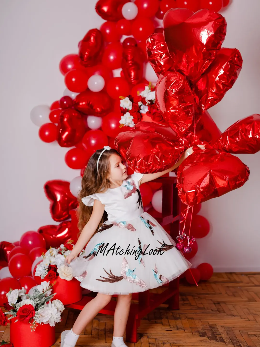 Off White Tutu Dress, Girl Tulle Dress, Birds Girl Dress, Formal Girl Dress, Birthday Girl Dress, Embroidered Girl Dress,Party Wedding Dress