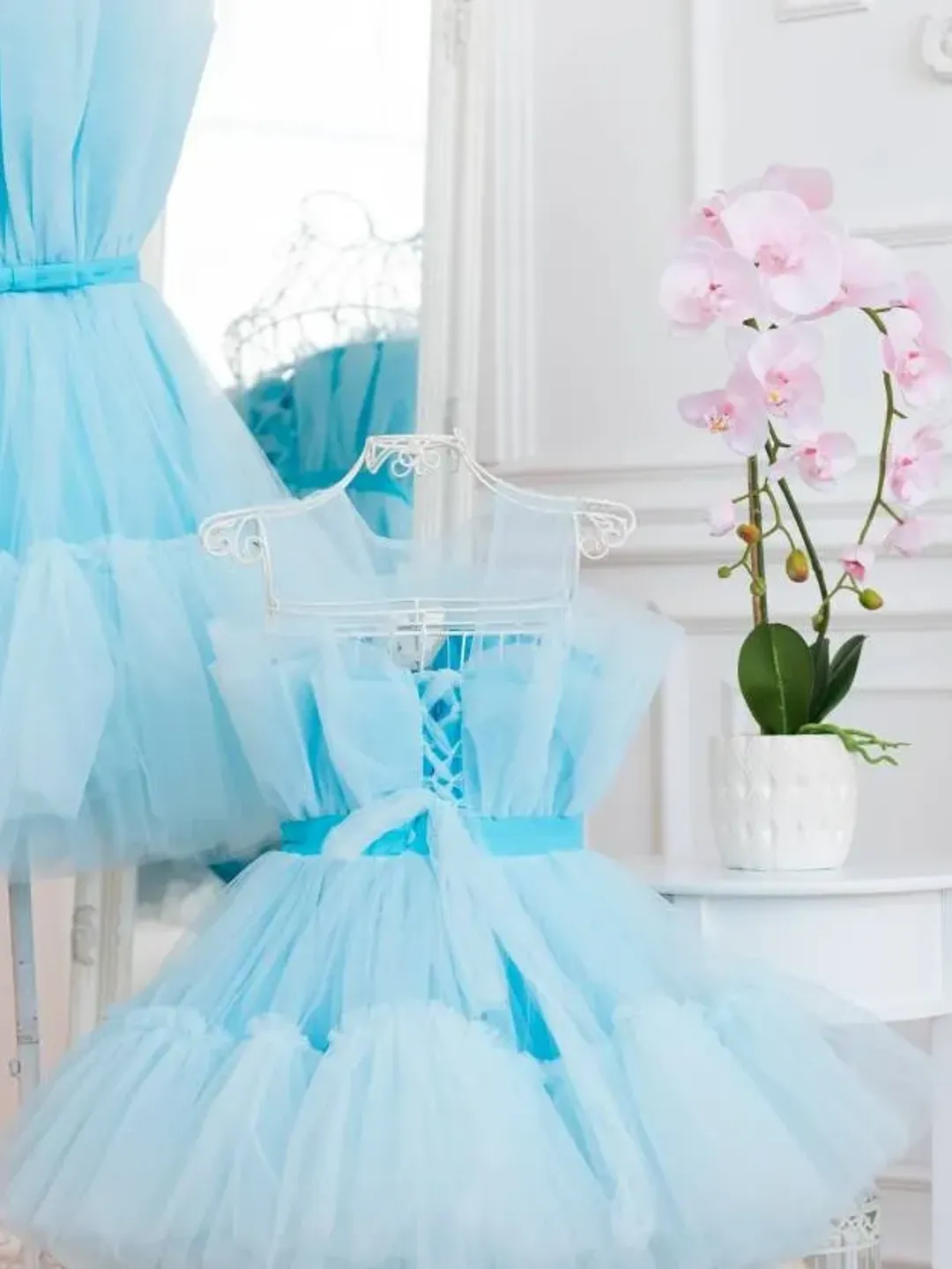 Blue Mother Daughter Matching Dress, Mommy And Me Dress, Puffy Tulle Dress, Designer Dress, Photoshoot Dress, Matching Outfit, Princess