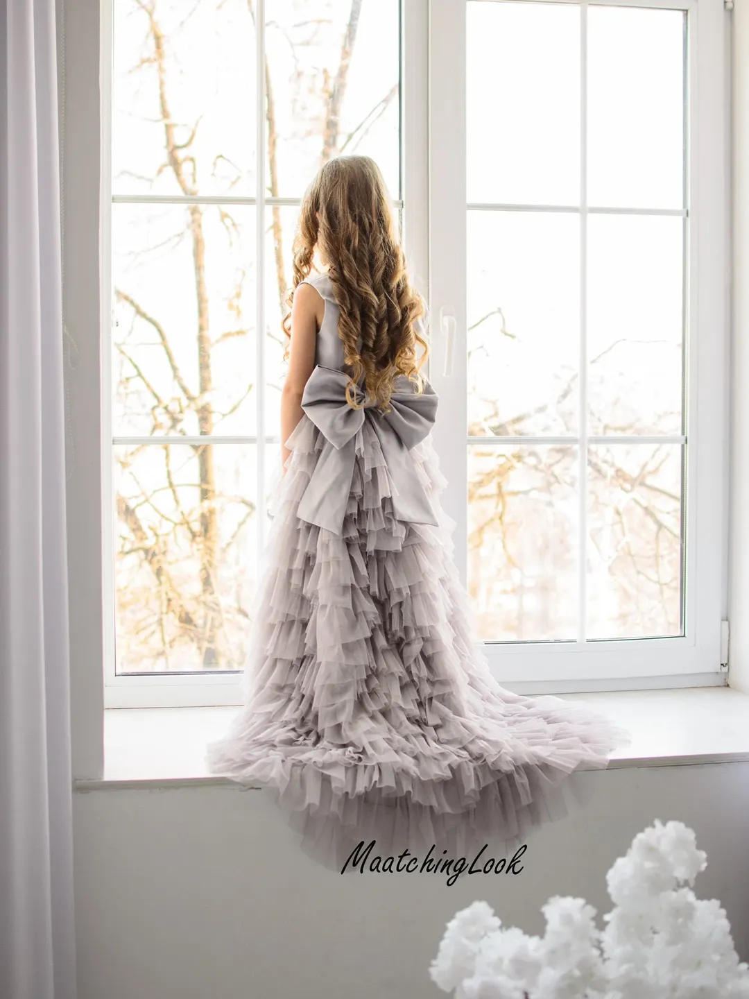 Gray Flower Girl Dress, Tutu Dress For Girls, Tulle Girl Dress, Princess Girl Dress, Little Girl Dress, Pretty Girl Dress, Formal Dress