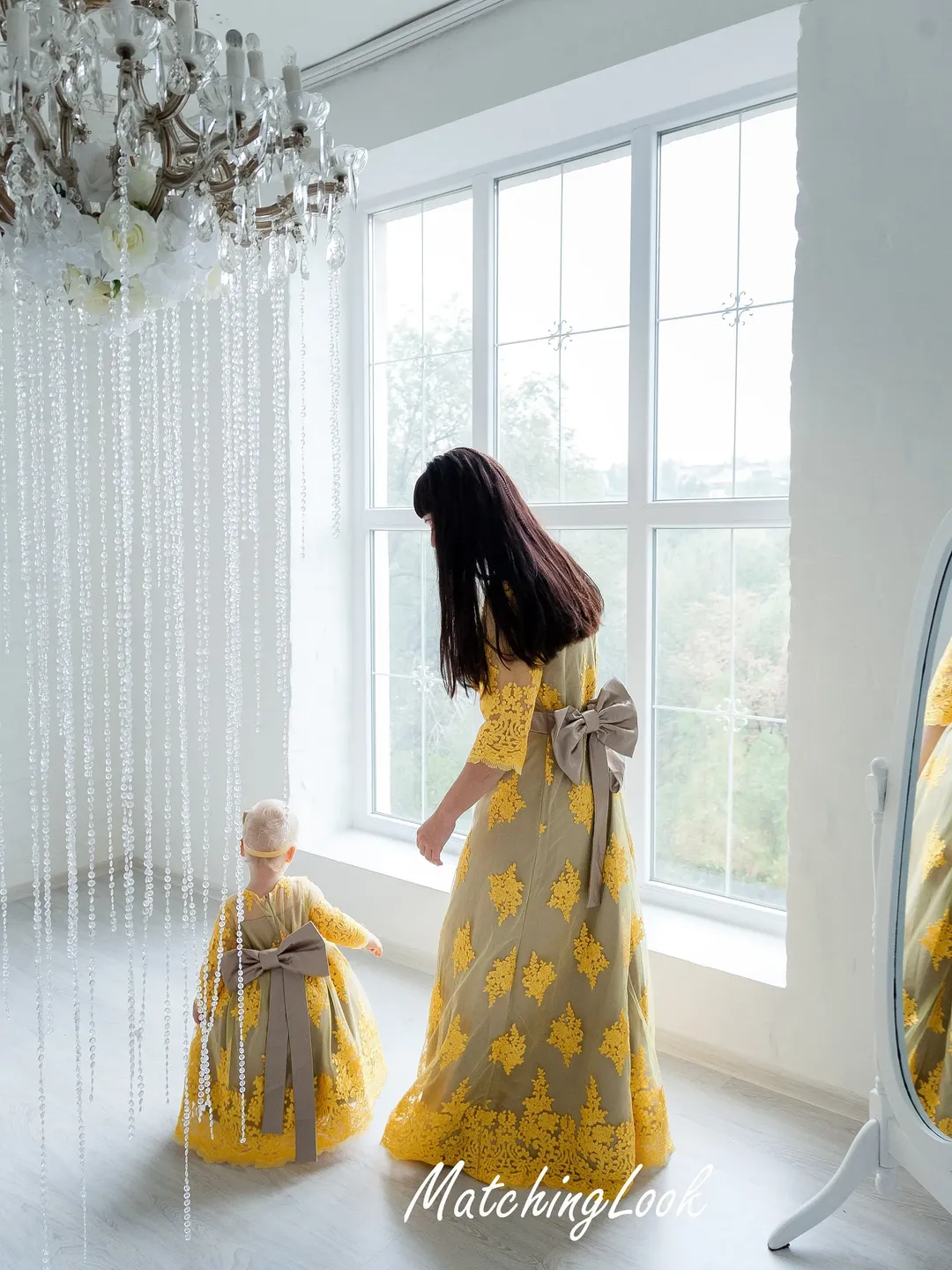 Mommy and Me Dresses, Women Maxi Dress, Photoshoot Dresses, Baby Girl Dress, Yellow Dress, Elegant Dress, Baby Birthday Dress,Matching Dress
