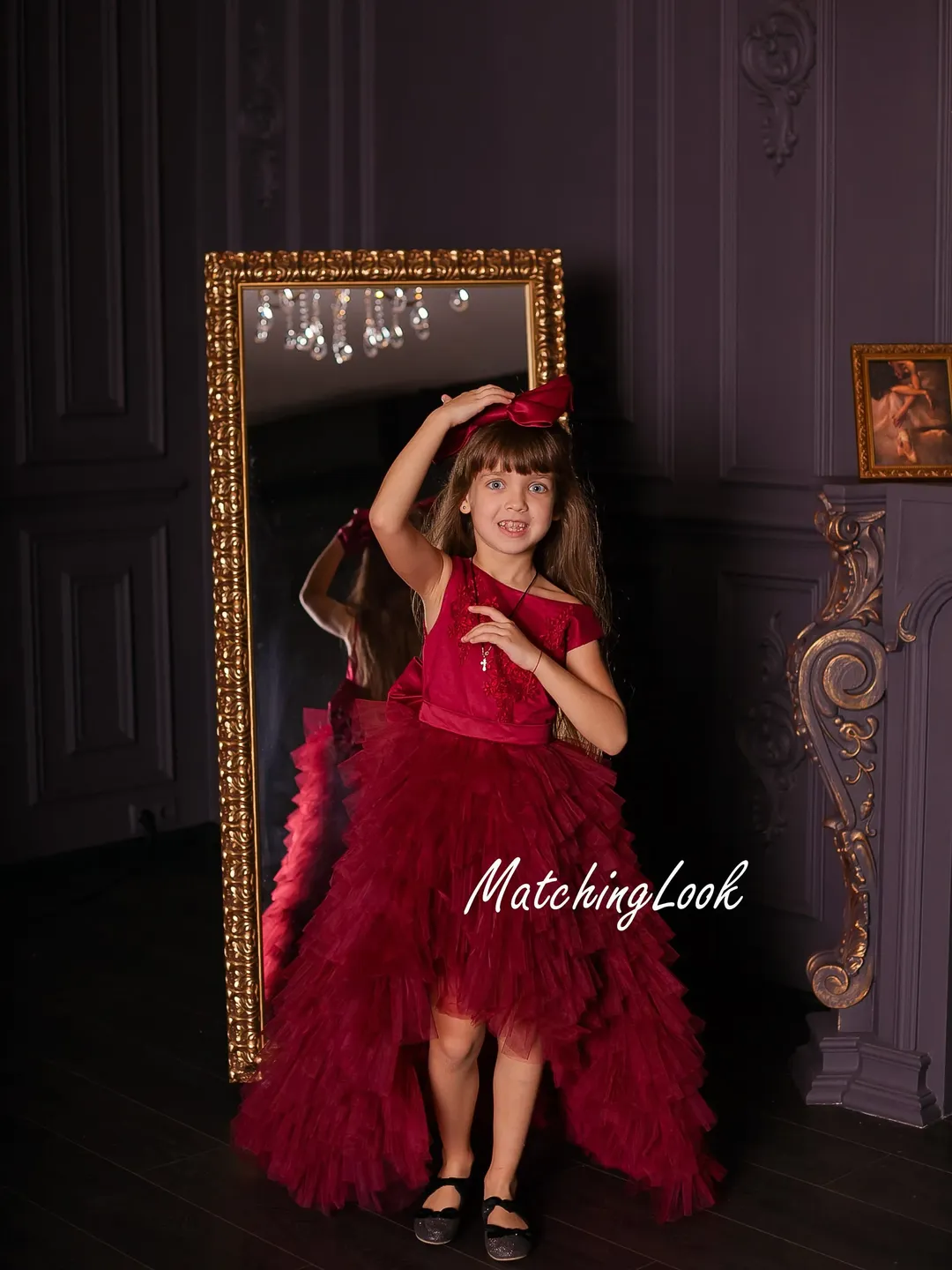 Girl Burgundy Dress, Designer Dress, Pageant Dress, Photoshoot Dress, High Low Dress, Princess Dress, Open Back Dress, Toddler Gown Dress