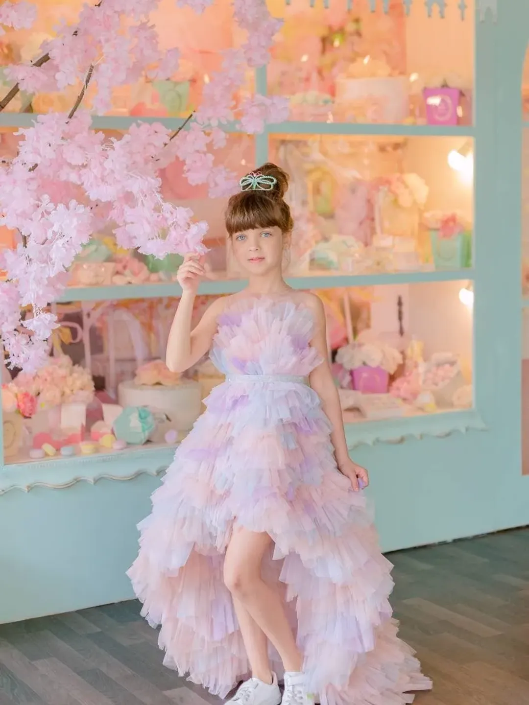 Rainbow Flower Girl Dress, Unicorn High Low Dress, Girl Birthday Dress, Princess Dress, Tiered Dress, Girl Tulle Dress, Formal Dress