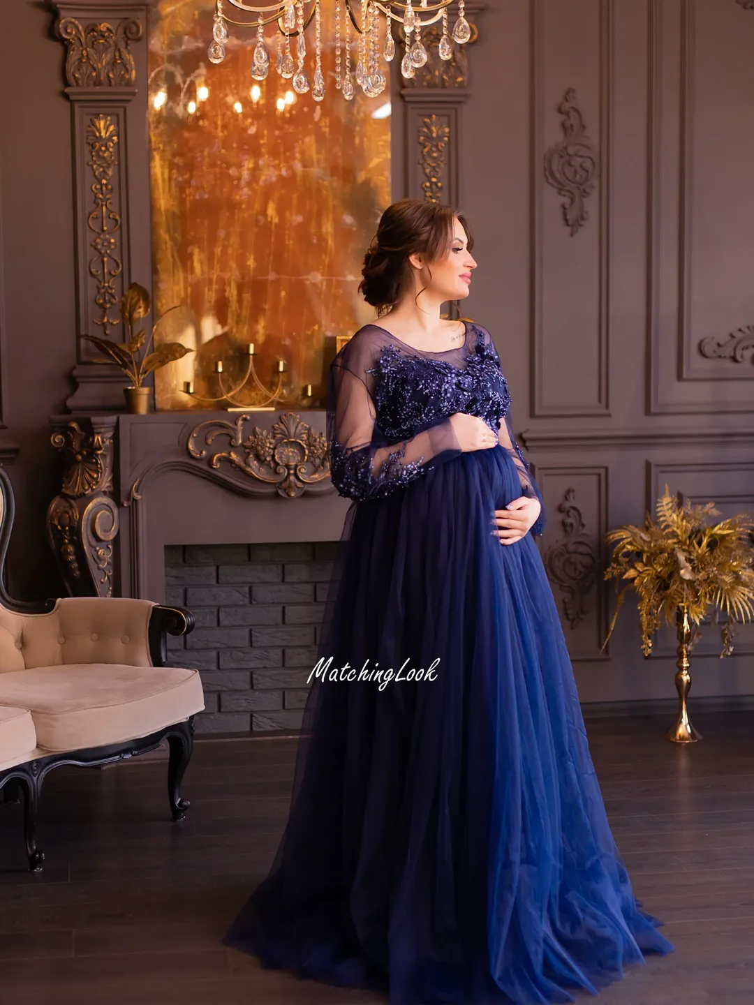 chinese dress ladies Long Sleeve Empire Waist Maxi Dress main image 1
