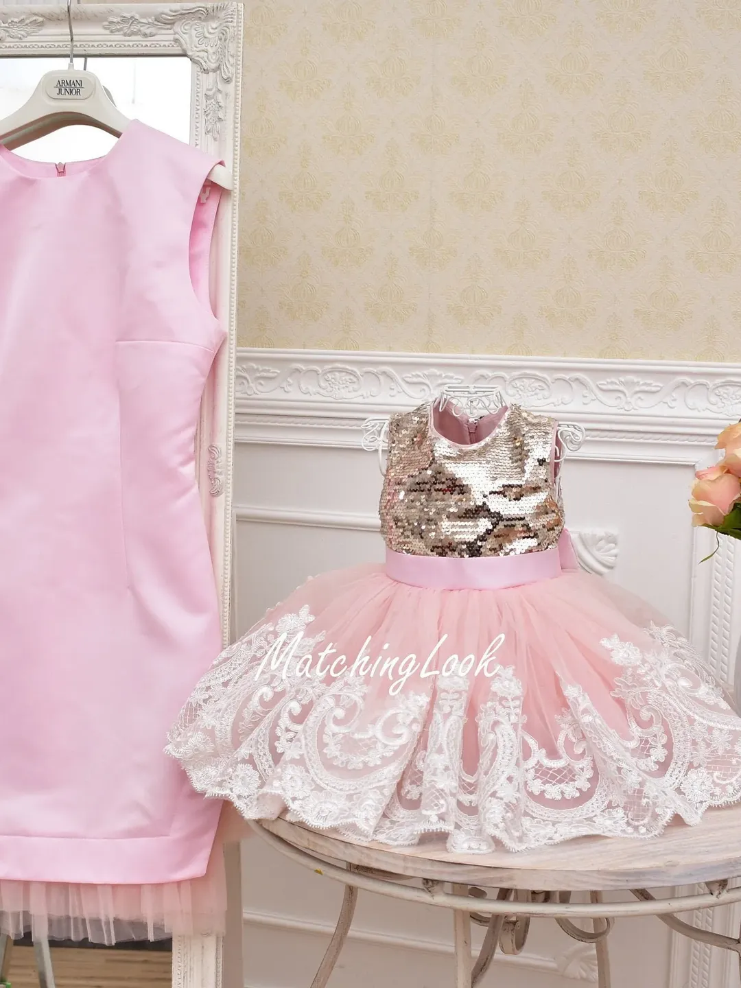 Pink Mother Daughter Matching Dress, Mommy and Me Dress, Special Occasion Dress, 1st Birthday Dress, Baby Girl Tutu Dress, Elegant Dress