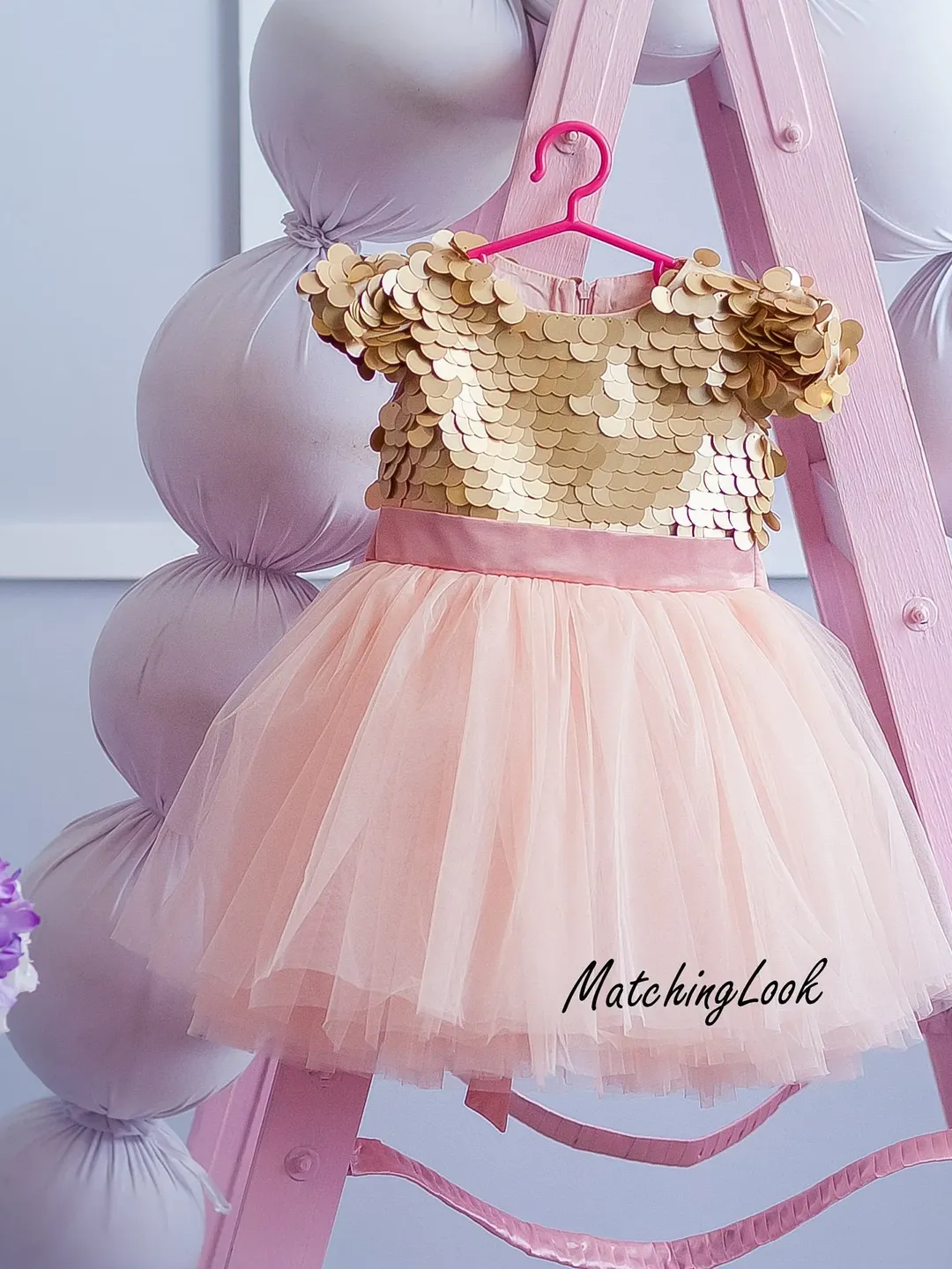 Gold Baby Tutu Dress, First Birthday Dress, Girl Birthday Outfit, Tutu Dress, Gold Sequin Dress,Gold and Pink Dress, Flower Girl dress
