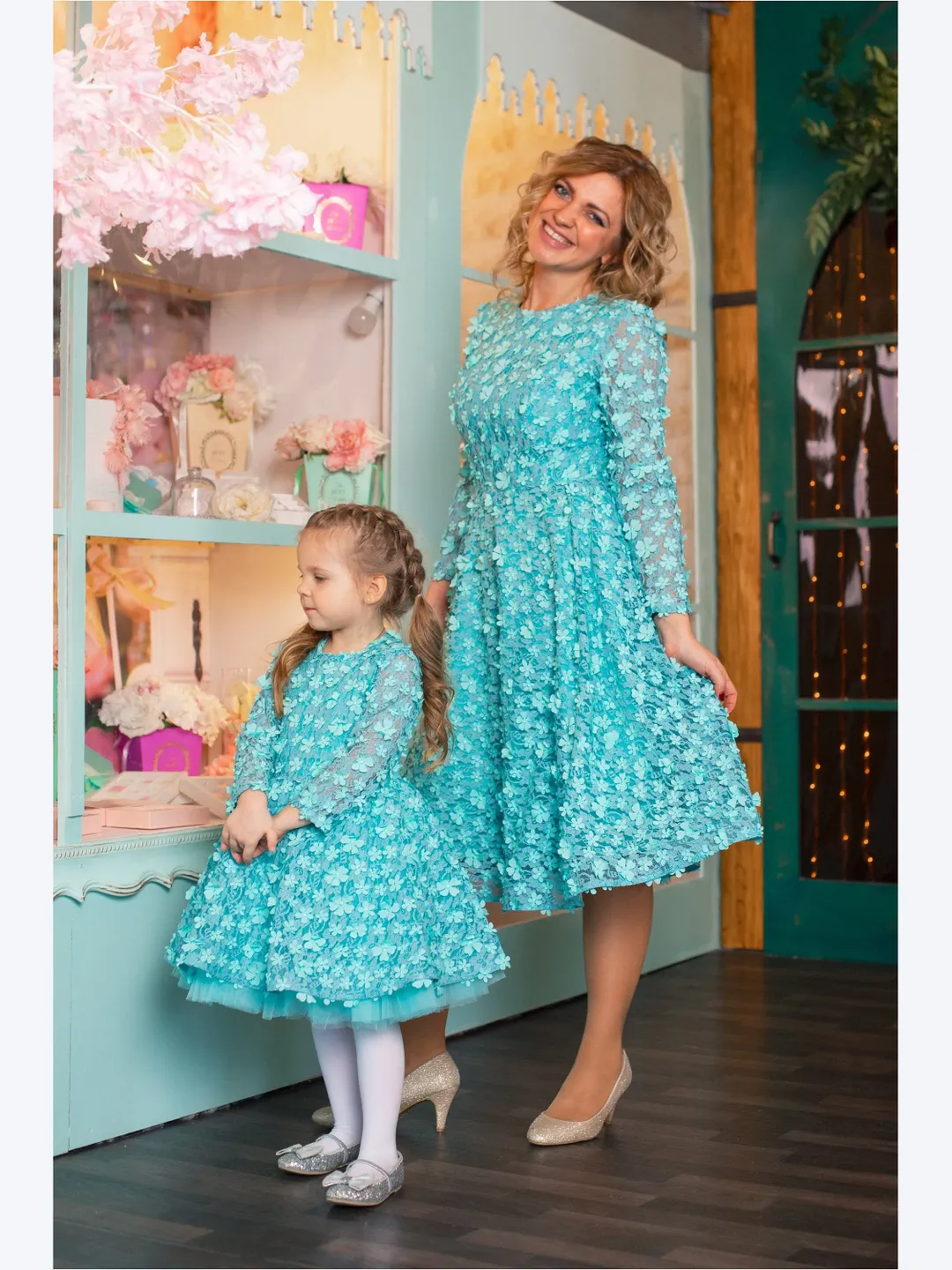 Blue Mommy and Me Dresses, Lace Matching Dresses, Photoshoot Dresses, Mother  Daughter Matching Outfit, Special Occasion Dress, Summer Dress
