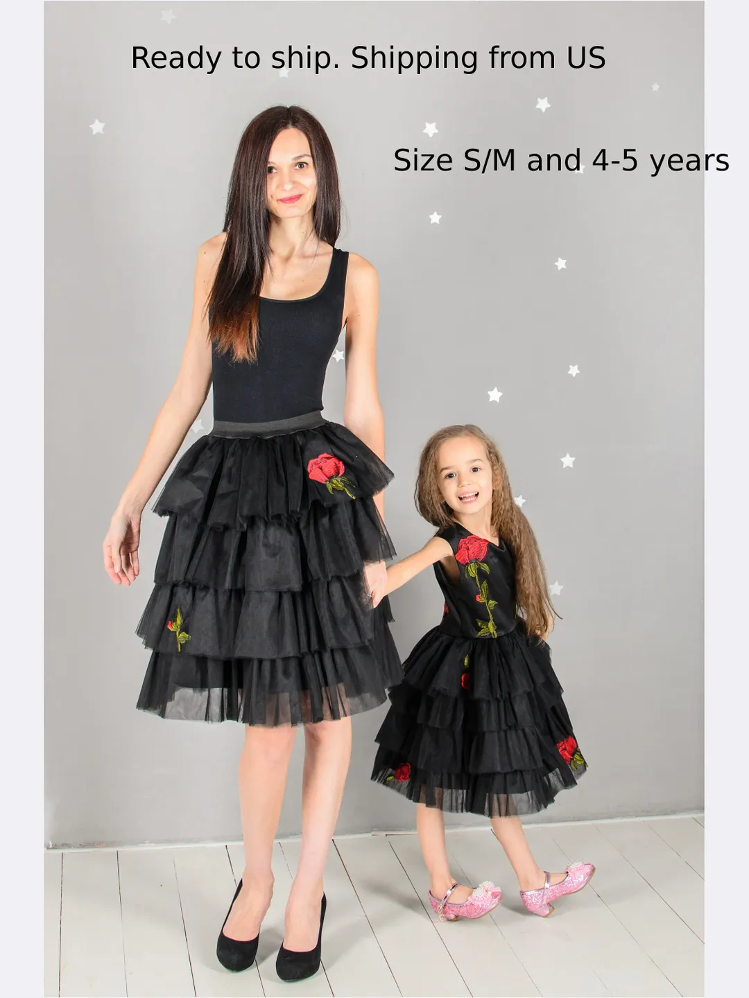Ready to Ship Mother Daughter Matching Dress, Mommy And Me Photoshoot Dress, Black Tutu Dresses, Mommy and Me Formal Outfit, Toddler Dress