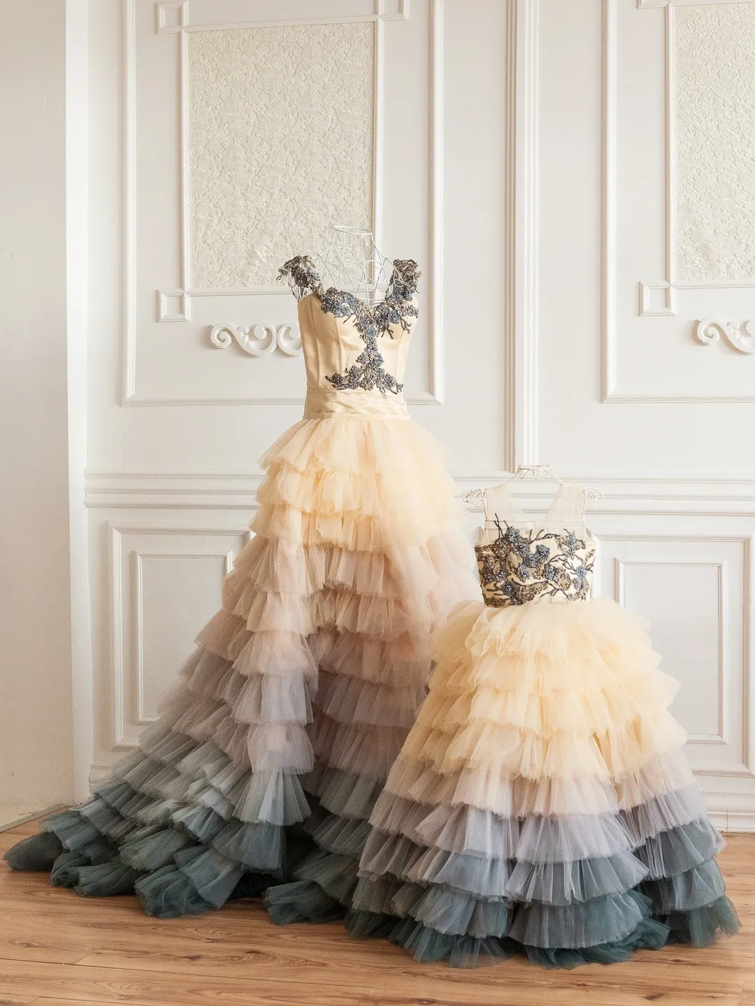 Mommy And Me Dress, Photoshoot Dress, Ombre Tulle Wedding Dress, Couture Matching Dresses, Matching Wedding Dress, Tiered Gown Outfit