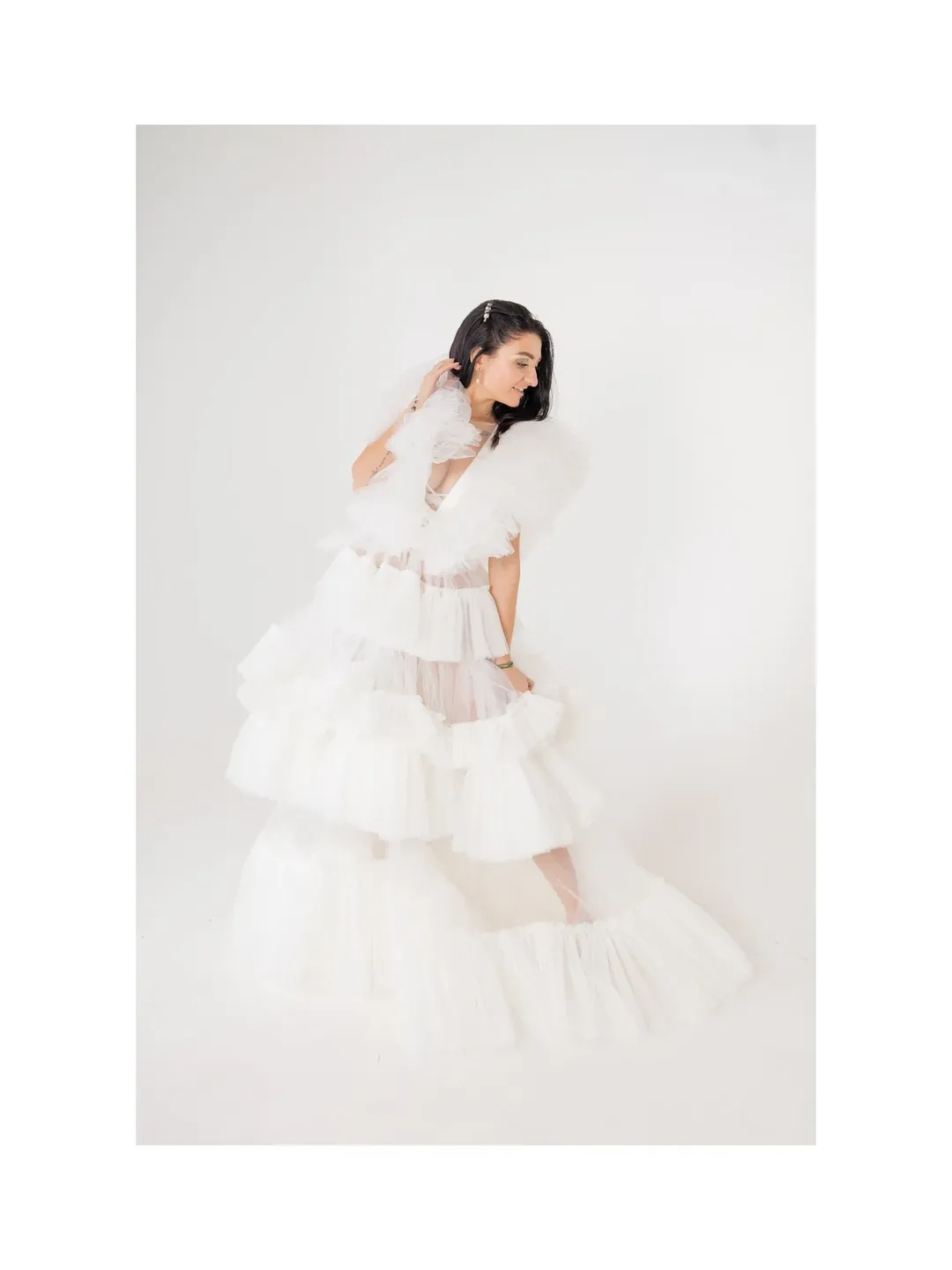 White Prom Dress, Bridal Photoshoot Dress, Tulle Dress, Boudoir Maternity Dress, White Engagement Dress, Photoshoot Outfit, Special Occasion