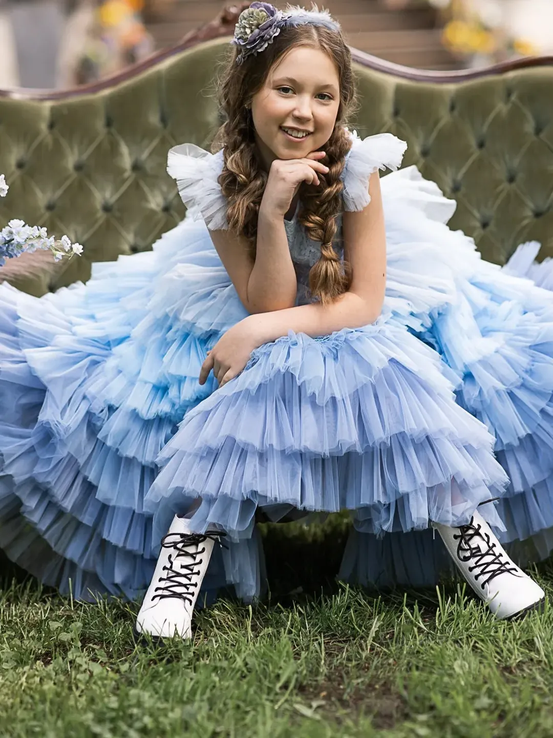 Blue Toddler Dress, Tiered Tulle Dress, Girl Tutu Dress, Princess Dress,  Birthday Party Dress, Fairytale Dress, Special Occasion Dress