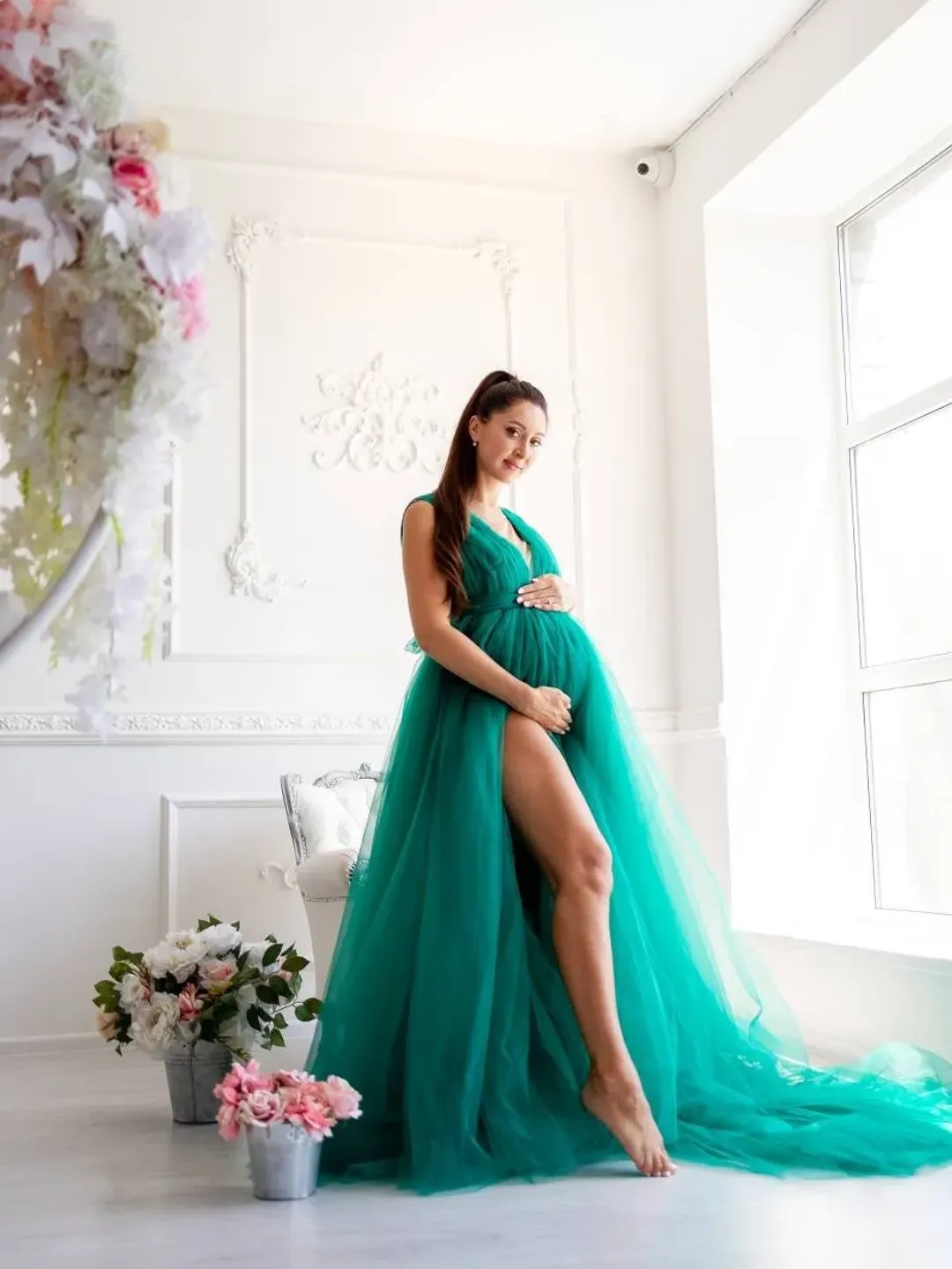 Emerald Green Maternity Dress, Photoshoot Dress, Empire Waist Boho Dress, Mom To Be Dress, Tulle Gown, Maternity Boho Dress, Pregnancy Dress Emerald Green Maternity Dress, Photoshoot Dress, Empire Waist Boho Dress, Mom To Be Dress, Tulle Gown, Maternity Boho Dress, Pregnancy Dress