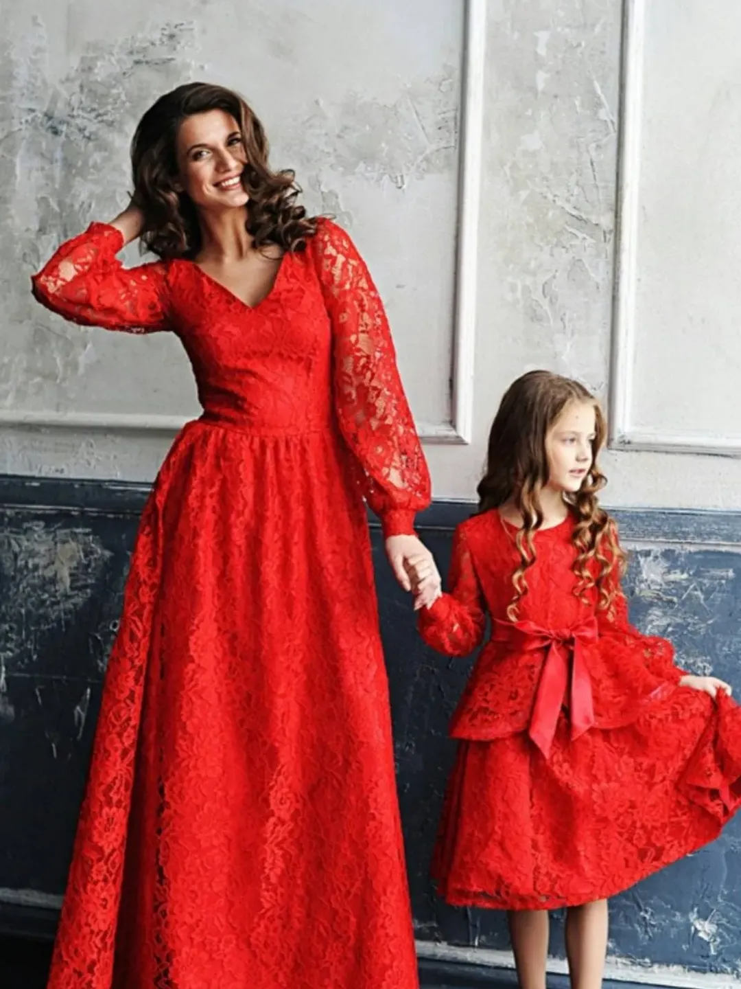 Mommy and Me Formal Dress, Red Lace Christmas Dress, Mother Daughter Matching Dress, Holiday Outfit, Birthday Tutu Dresses, Occasion Dress