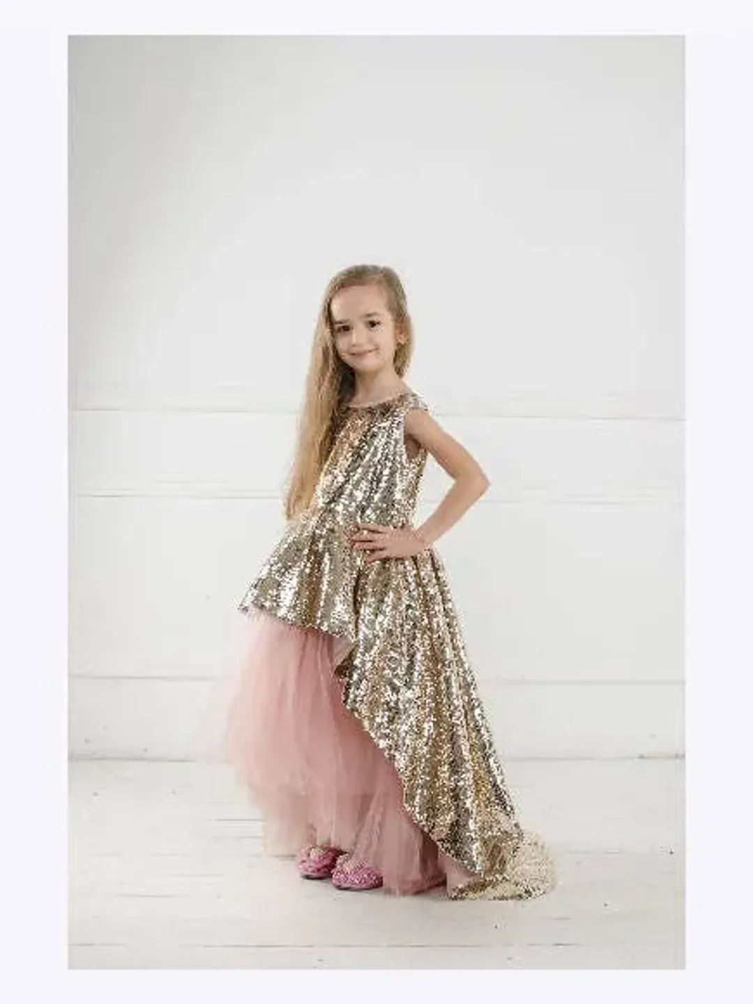Pageant Dress For Girls, Gold Sequin Dress, New Year Dress, High Low Dress, Girl Formal Dress, Princess Dress, Flower Girl Dress, Photoshoot