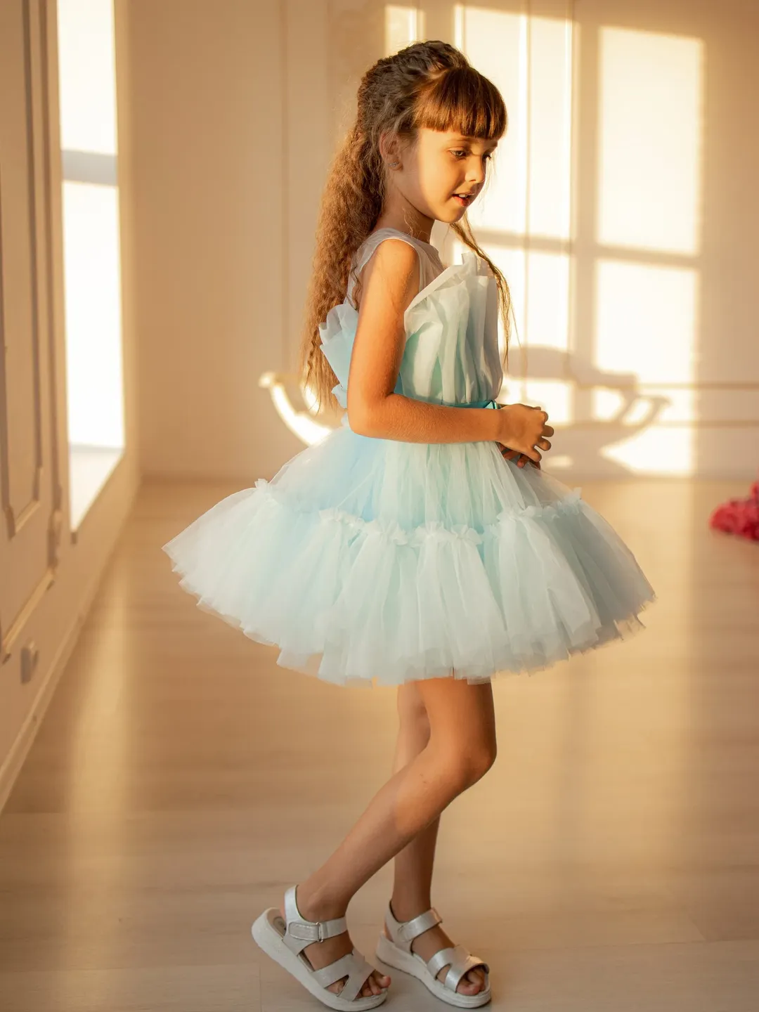 Baby Blue Doll Dress, Girl Formal Dress, Blue Princess Dress, Girl Tutu Dress, Toddler Dress, Birthday Party Dress, Baby Girl Tulle Dress