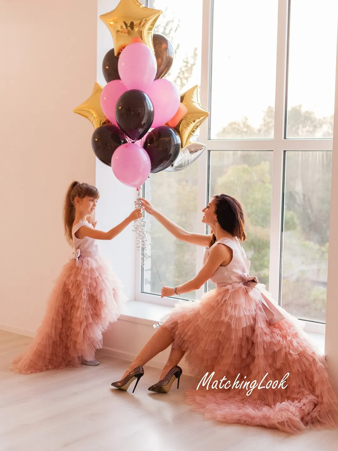 Mommy And Me Outfit, Flower Girl Dress, Matching Tulle Dress, Matching Photoshoot Dress, Matching Pink Dress, Asymmetrical Dress, Formal