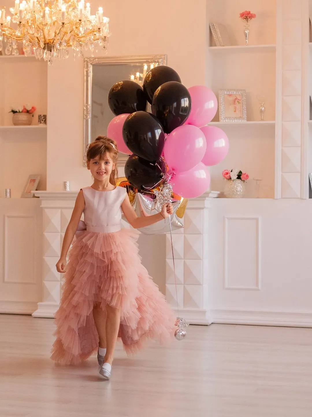 Blush Flower Girl Dress, High Low Dress, Girl Birthday Dress, Princess Dress, Tiered Dress, Girl Tulle Dress, Formal Dress, Special Occasion