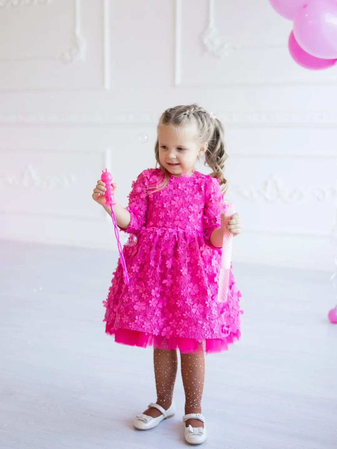 Hot Pink Dress, Girl Lace Dress, 1st Birthday Dress, Pink Formal Dress, Flower Girl Dress, Girl Tutu Dress, Toddler Dress, Tulle Dress