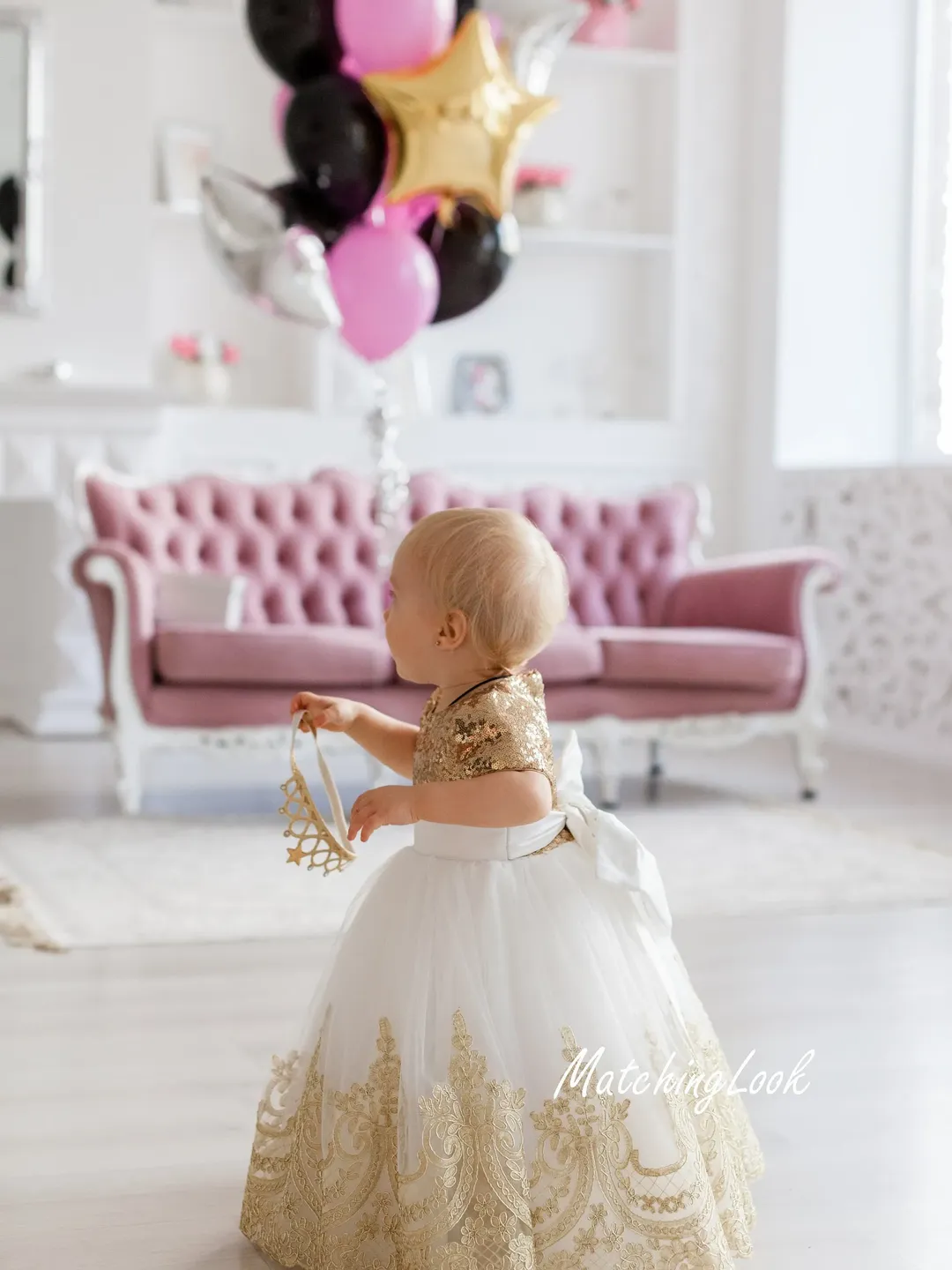 Gold Baby Dress, Princess Girl Dress, Baby Girl Tutu Dress, Baby Girl Lace Dress, Summer Baby Dress, Wedding Baby Dress, Princess Tutu