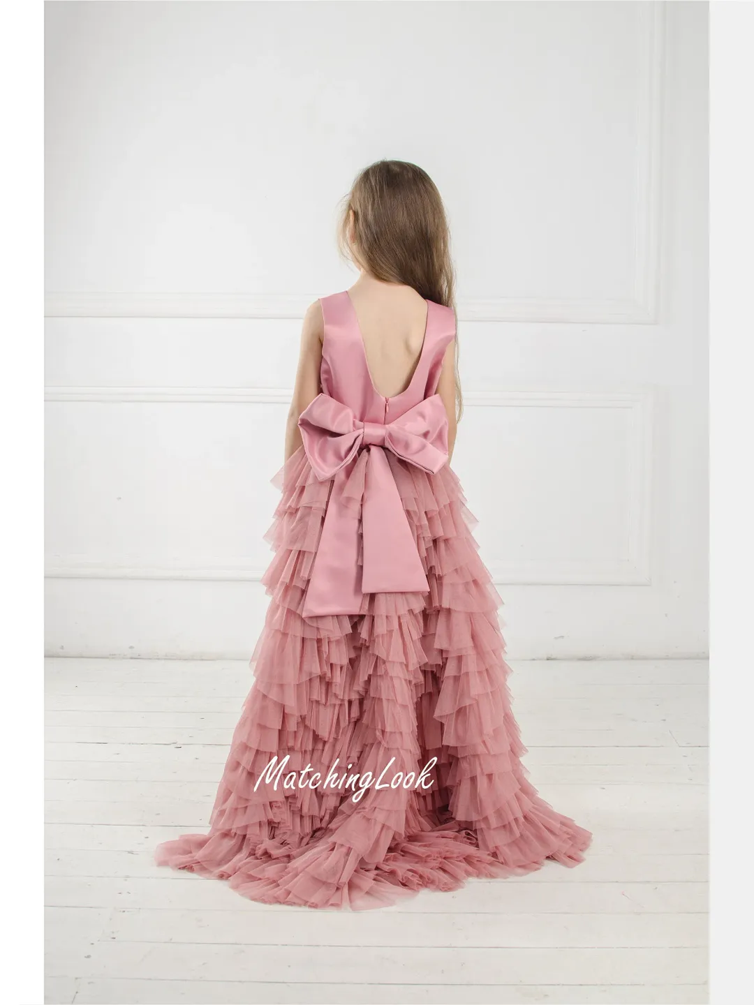 Flower Girl Dress, High Low Dress, Tulle Layered Dress, Dusty Rose Dress, Baby Girl Dress, Tutu Dress, Girl Birthday Dress, Pageant Dress