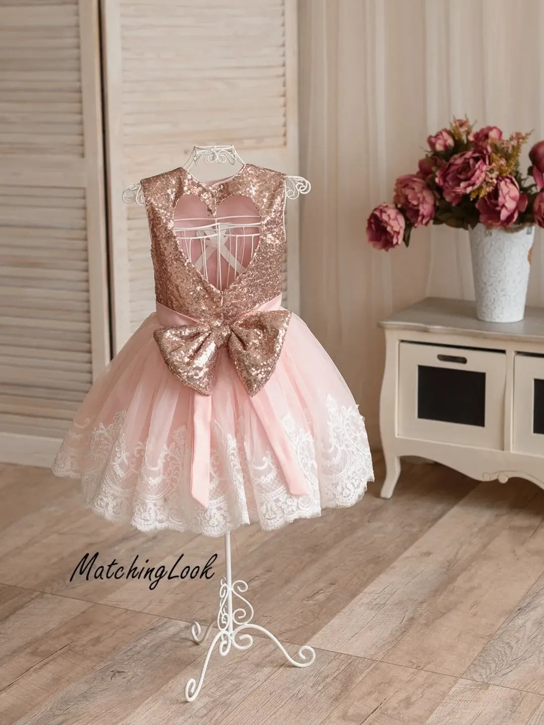Rose Gold Dress, Flower Girl Dress, 1st Birthday Dress, Pink Tulle Dress, Princess Dress, Baby Tutu Dress, Formal Dress, Photoshoot Dress