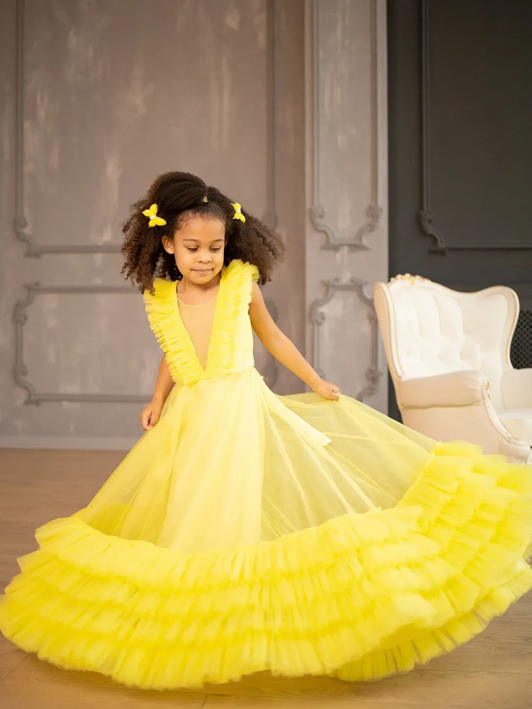 blue dress for baby girl Simple sleeveless A-line dress goose yellow waist birthday party dress