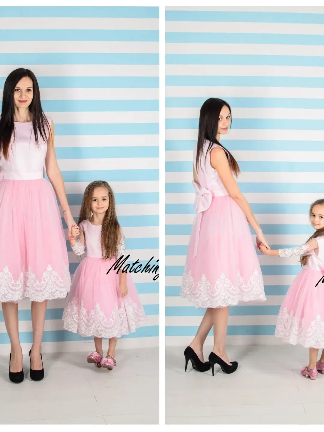 Pink Mommy and Me Dresses, Pink Matching Dress, Photoshoot Dress, Tulle Mother Daughter Matching Dress, Formal Dress, Birthday Dress,Elegant