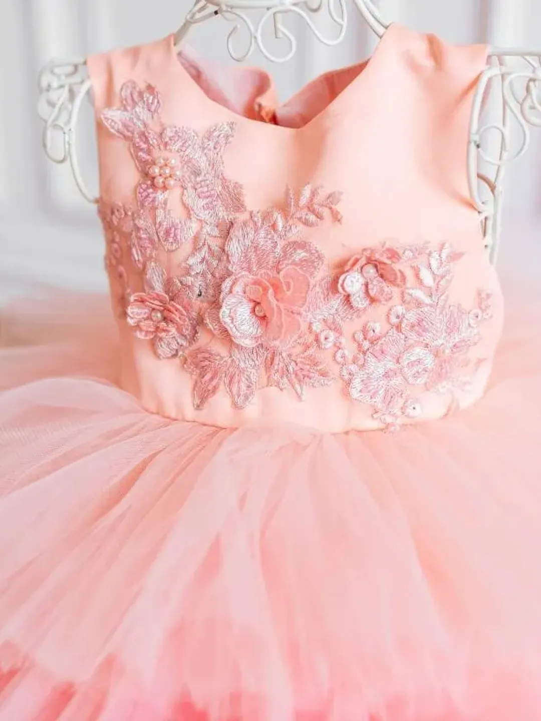 Pink Tulle Flower Girl Dress, Peach Princess Dress, 1st Birthday Dress, Toddler Princess Gown, Girl Tutu Dress, Formal Dress, Cupcake Dress Pink Tulle Flower Girl Dress, Peach Princess Dress, 1st Birthday Dress, Toddler Princess Gown, Girl Tutu Dress, Formal Dress, Cupcake Dress