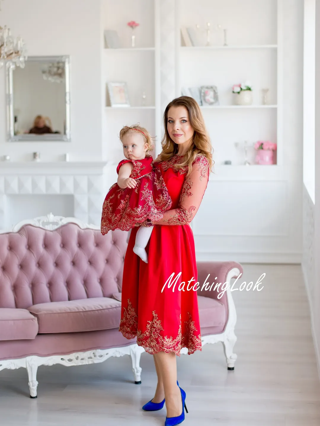Mommy And Me Christmas Dresses, Red Mother Daughter Matching Dress, Holiday Photoshoot, Formal Dress, Baby Girl Dress, 1st Birthday Dress