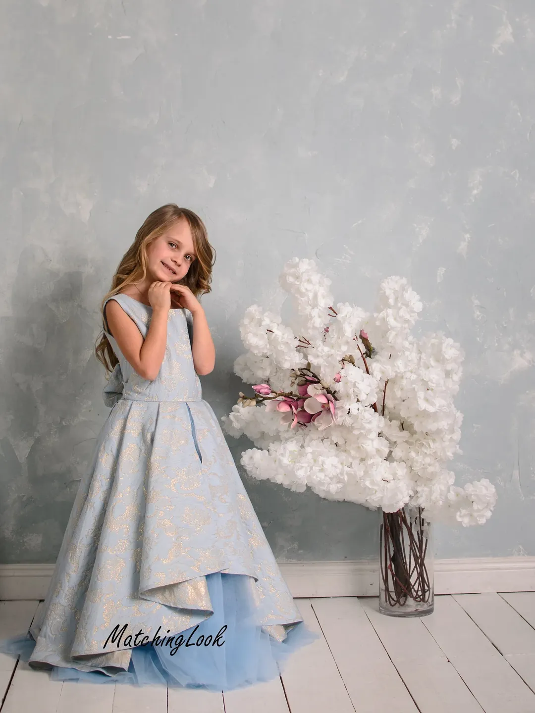 Flower Girl Dress, Baby Blue Dress, Cinderella Dress, Princess Dress, Bridesmaid Dress, Open Back Dress, Blue Gown Dress, Formal Dress