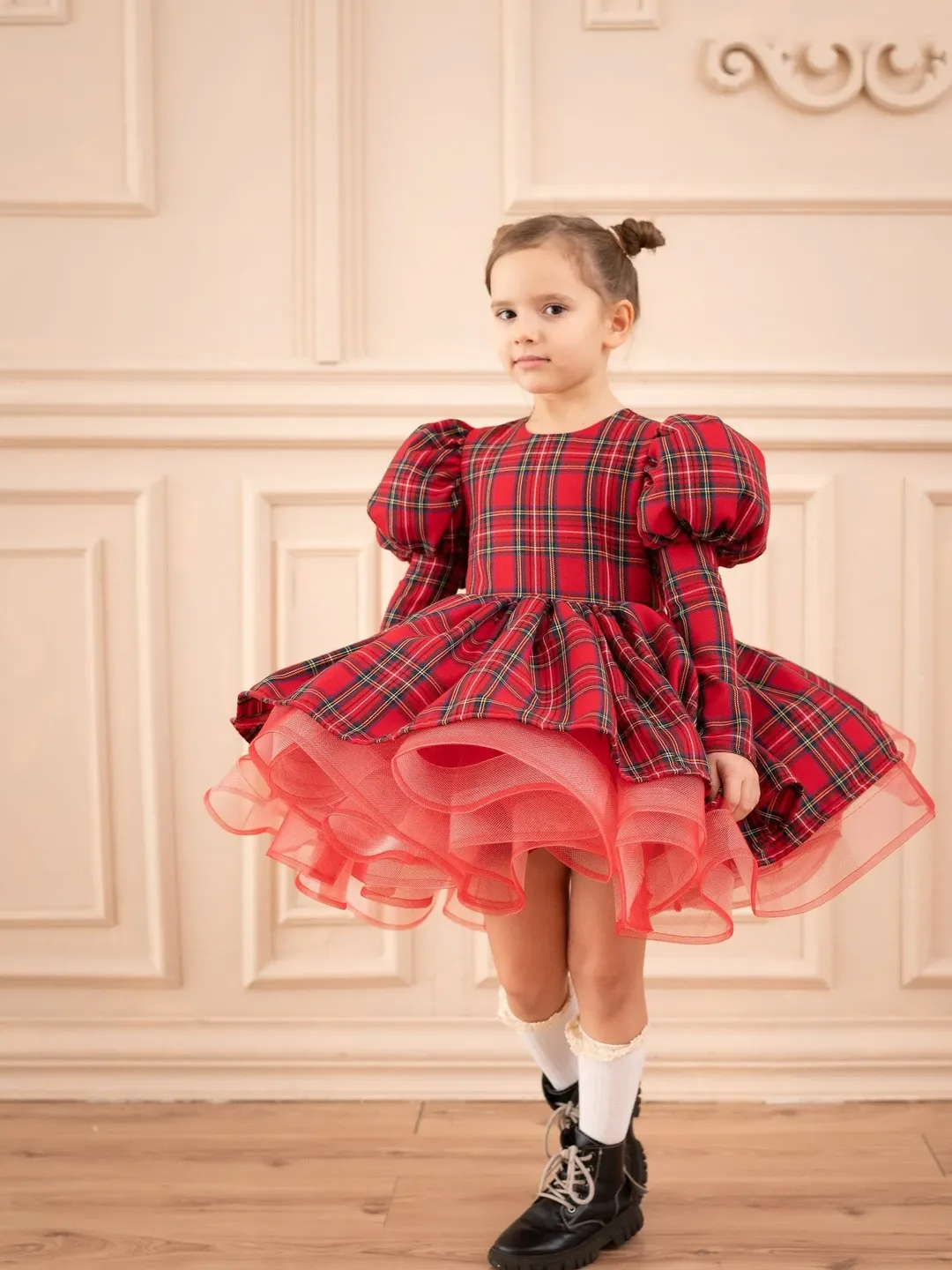 open lace back dress Plaid-Tastic Winter Tutu Dress – Mia Belle Girls main image 0