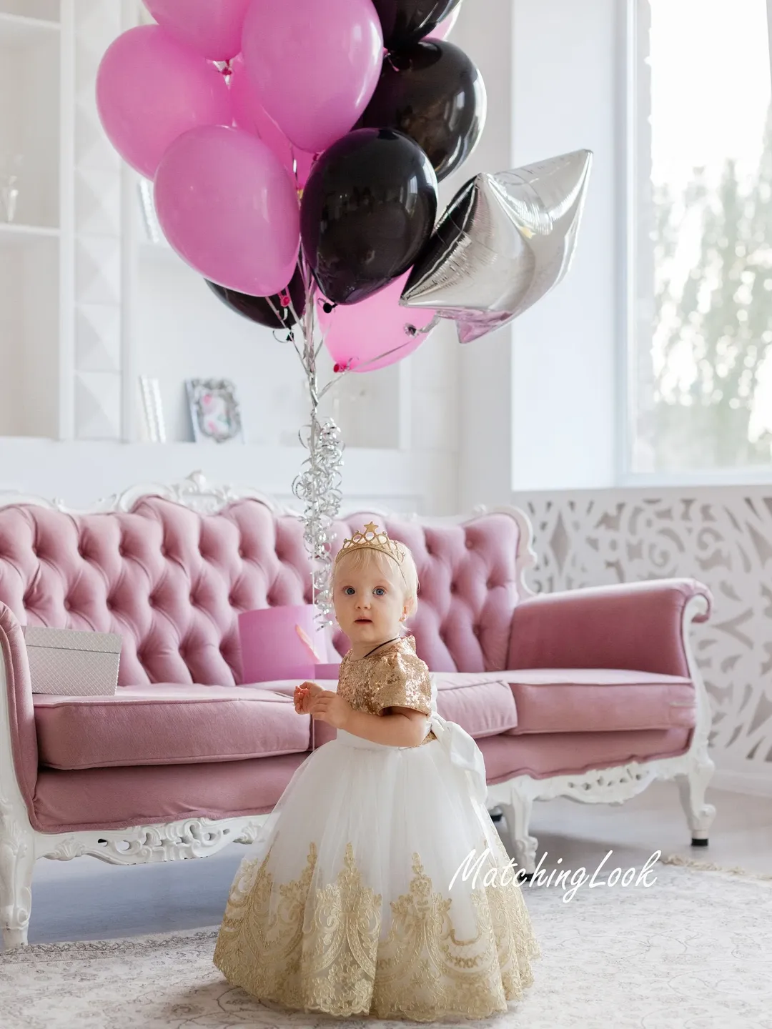 pink and gold infant dress Shop Gold Baby Tutu Dress, First Birthday Dress, Girl Birthday Outfit, Tutu Dress, Gold Sequin Dress,Gold and Pink Dress, Flower Girl dress - main image 1