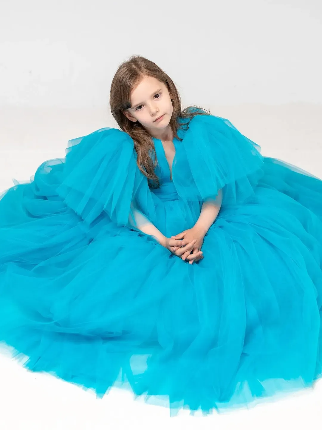Aqua Blue Princess Dress, Toddler Tutu Dress, Birthday Maxi Dress, Photoshoot Dress, Flower Girl Dress, Baby Girl Tulle Dress, Fairy Dress