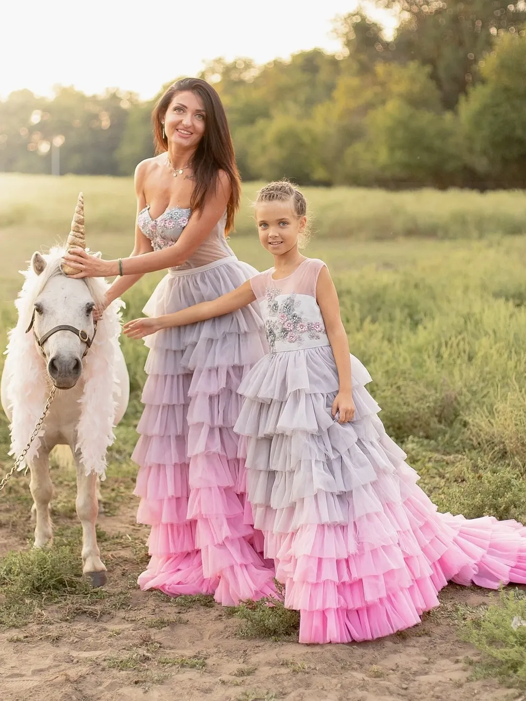 Ombre Tulle Dress, Mommy And Me Dress, Mother Daughter Matching Outfit, Photoshoot Dress, Alternative Wedding Dress, Unicorn Tiered Dress