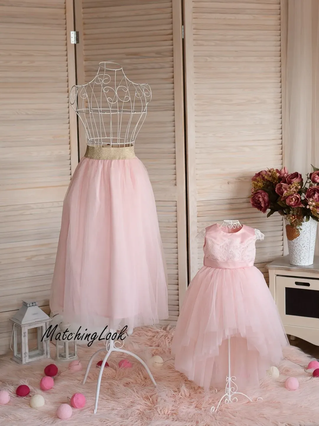 Pink Matching Dresses, Pink Mommy and Me Outfit, Women Tulle Skirt, Mother Daughter Matching Outfit, Birthday Dress, Photoshoot Dress,Formal