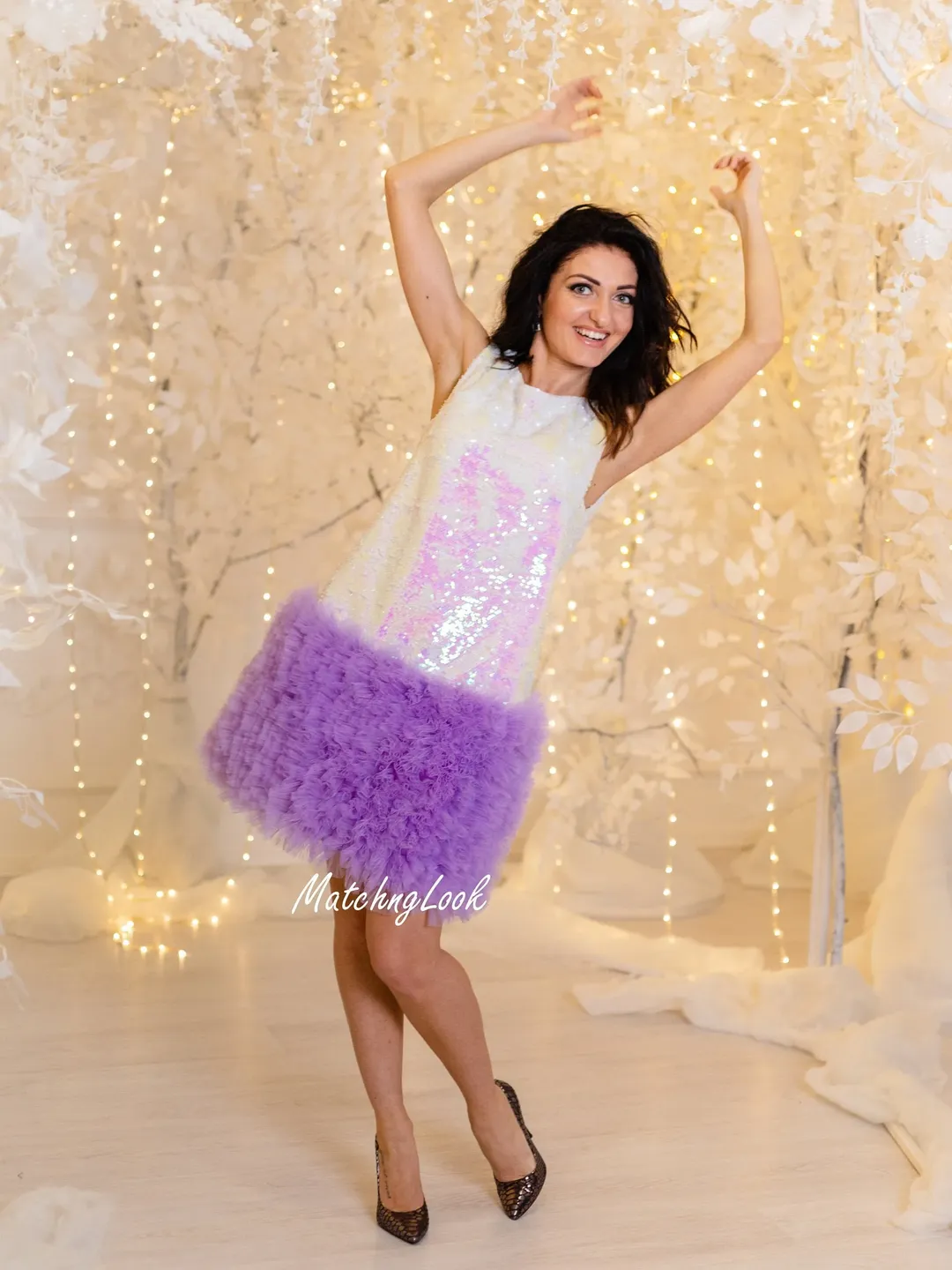 Sequin Cocktail Dress, 80's Party Dress, New Year Dress, Purple Formal Dress, Extravagant Tulle Dress, Special Occasion, Holiday Photoshoot