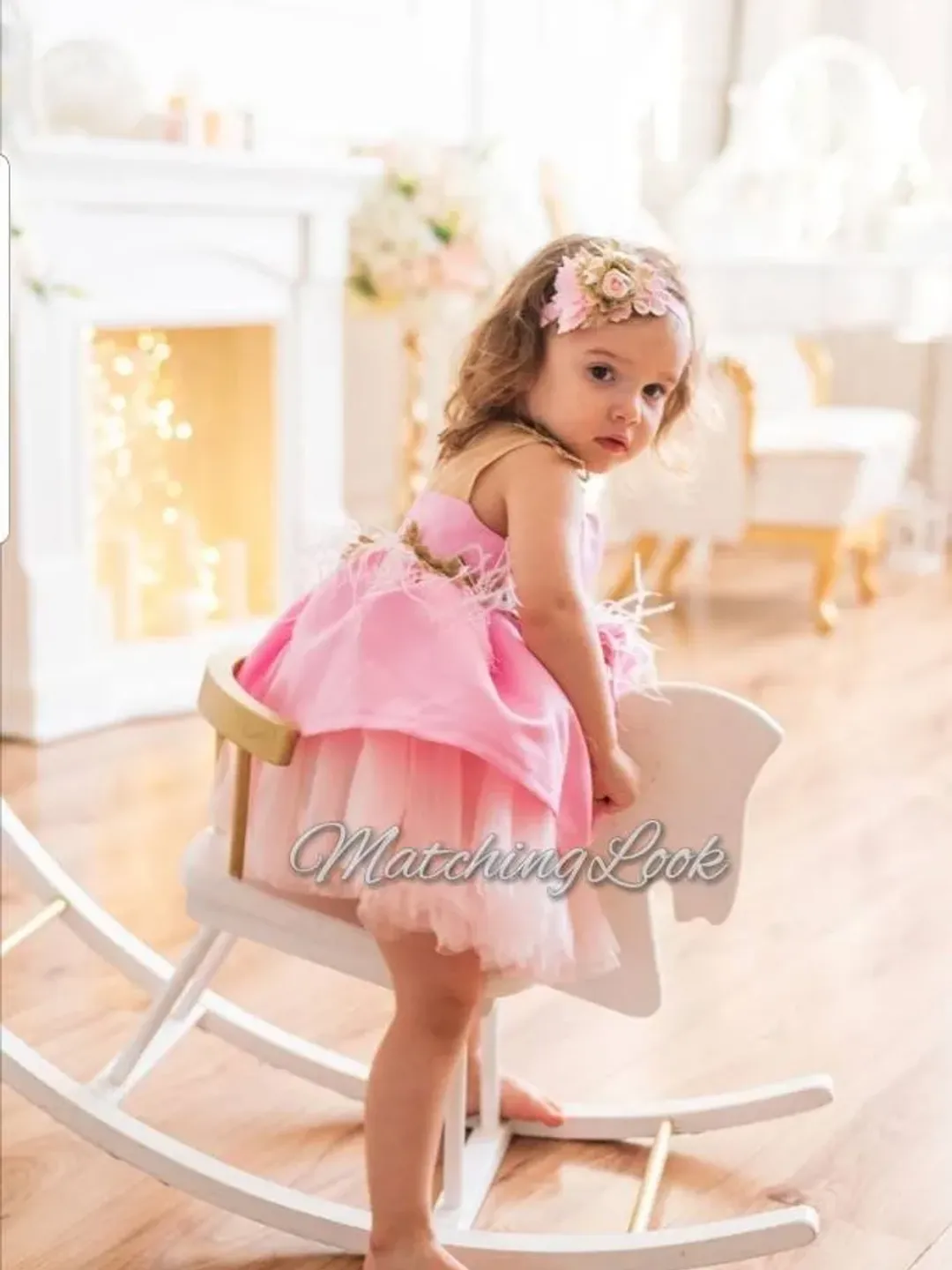 blue dress for baby girl Pink Lace Flower Girl Dress for Princess Kids 1st Birthday Party Gown J768 Pink / Child-10