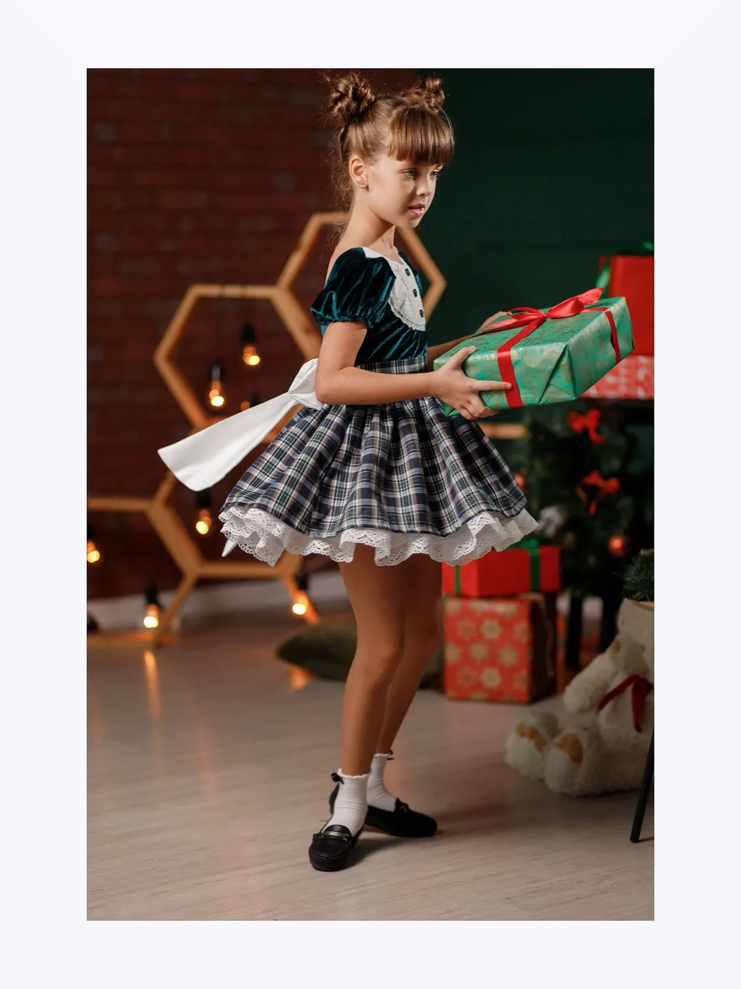 blue dress christmas Toddler Baby Girls Christmas Outfit Santa Claus Baby Costume Long Slee –  Sun Baby main image 1