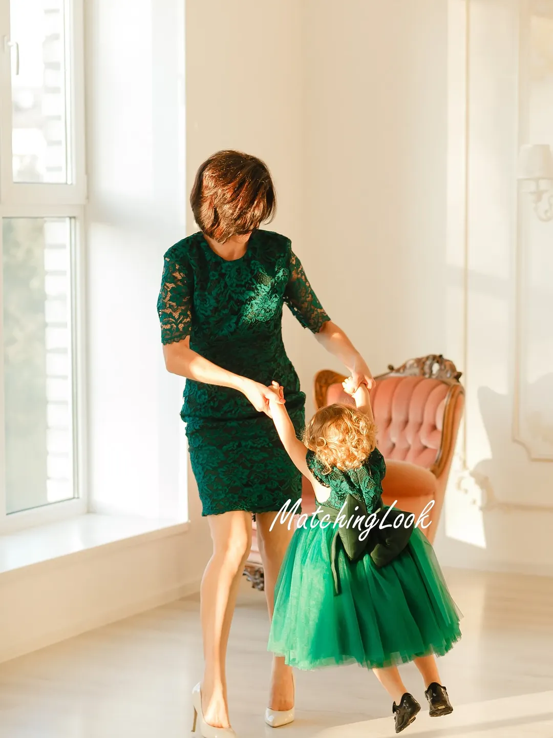mommy and me green christmas dresses Mommy And Me Formal Dresses, Mother Daughter Matching Dress, Wedding Guest Dress, Emerald Green Dress, Photography Dress, Special Occasion